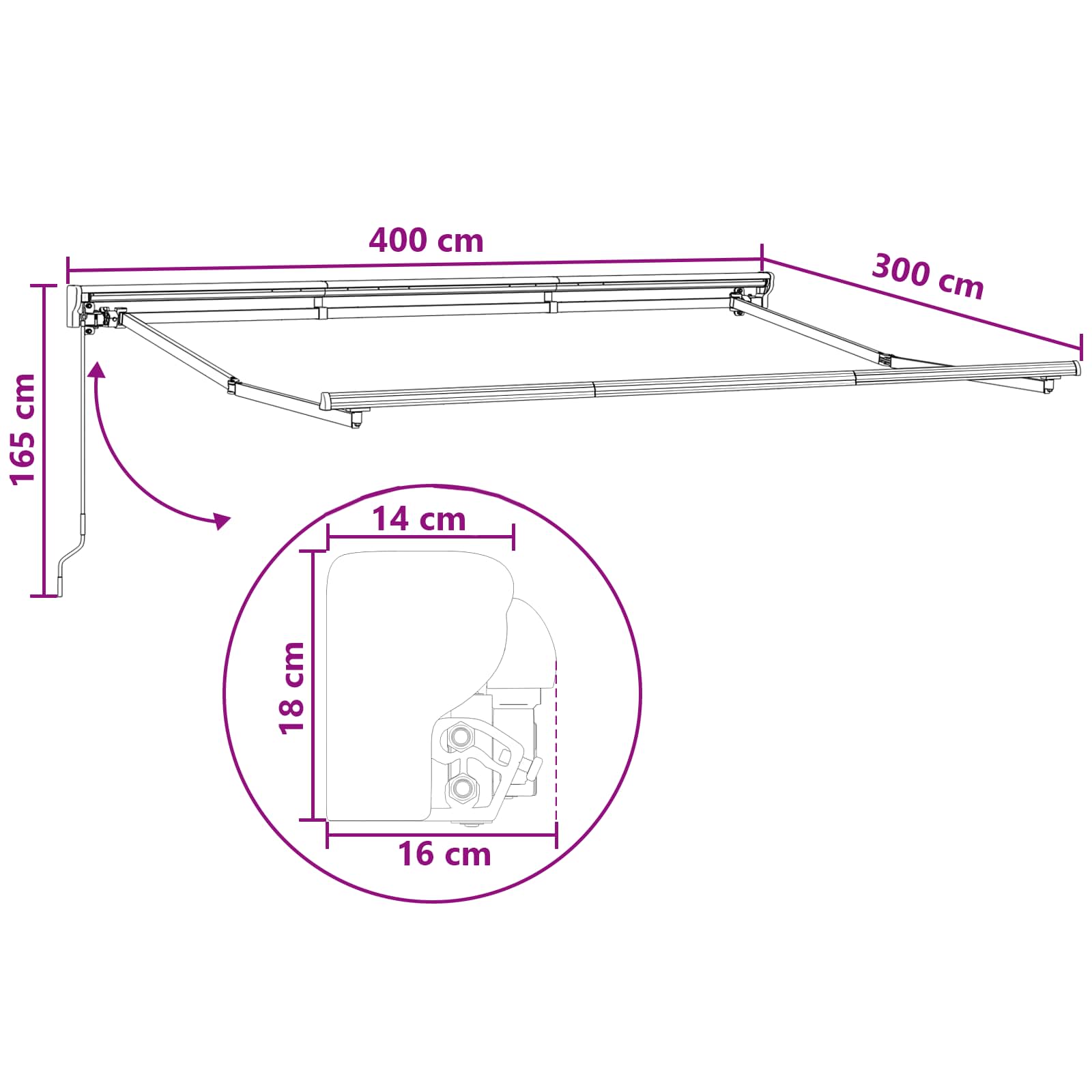 Tenda retrattile Grigio chiaro e bianco 4 × 3 m