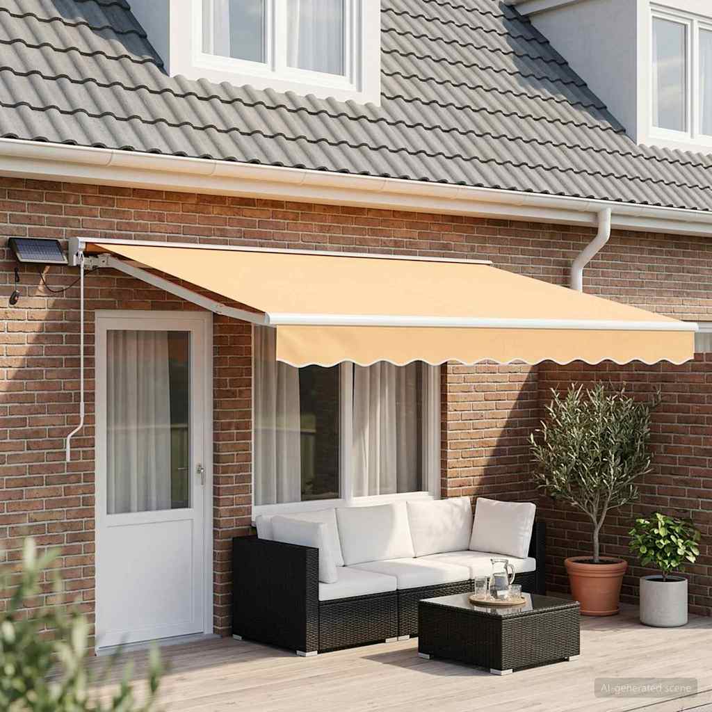 Cornice per Tenda Manuale con LED Sabbia 4 × 3 m