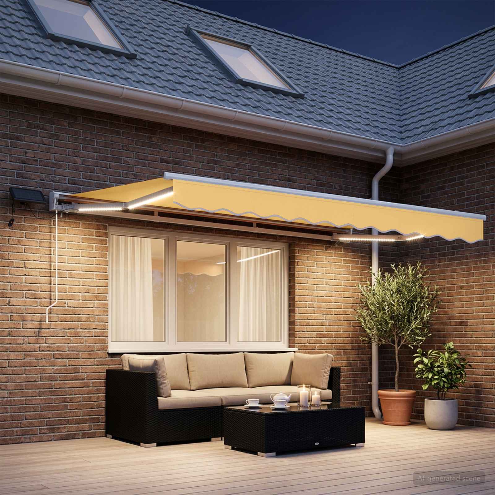 Cornice per Tenda Manuale con LED Sabbia 4 × 3 m