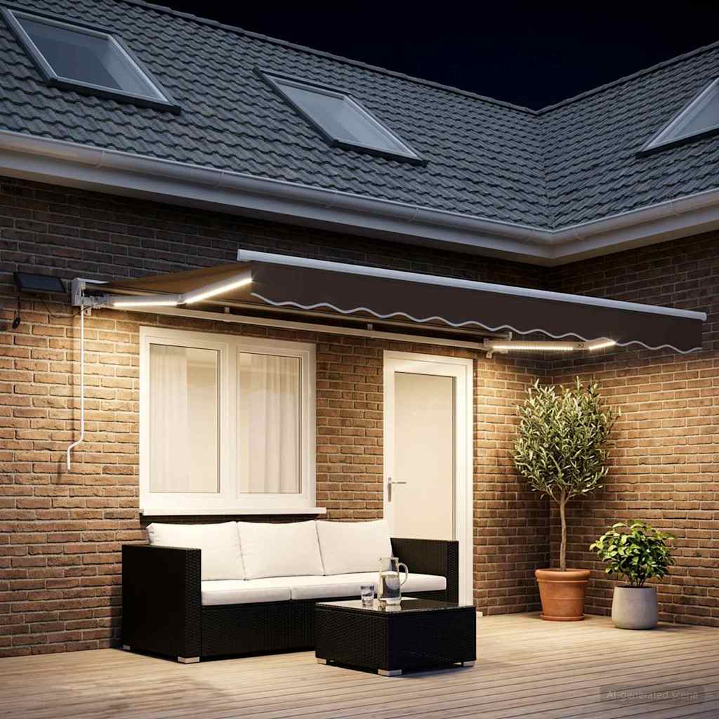 Cornice per Tenda Manuale con LED Tortora 4 × 3 m
