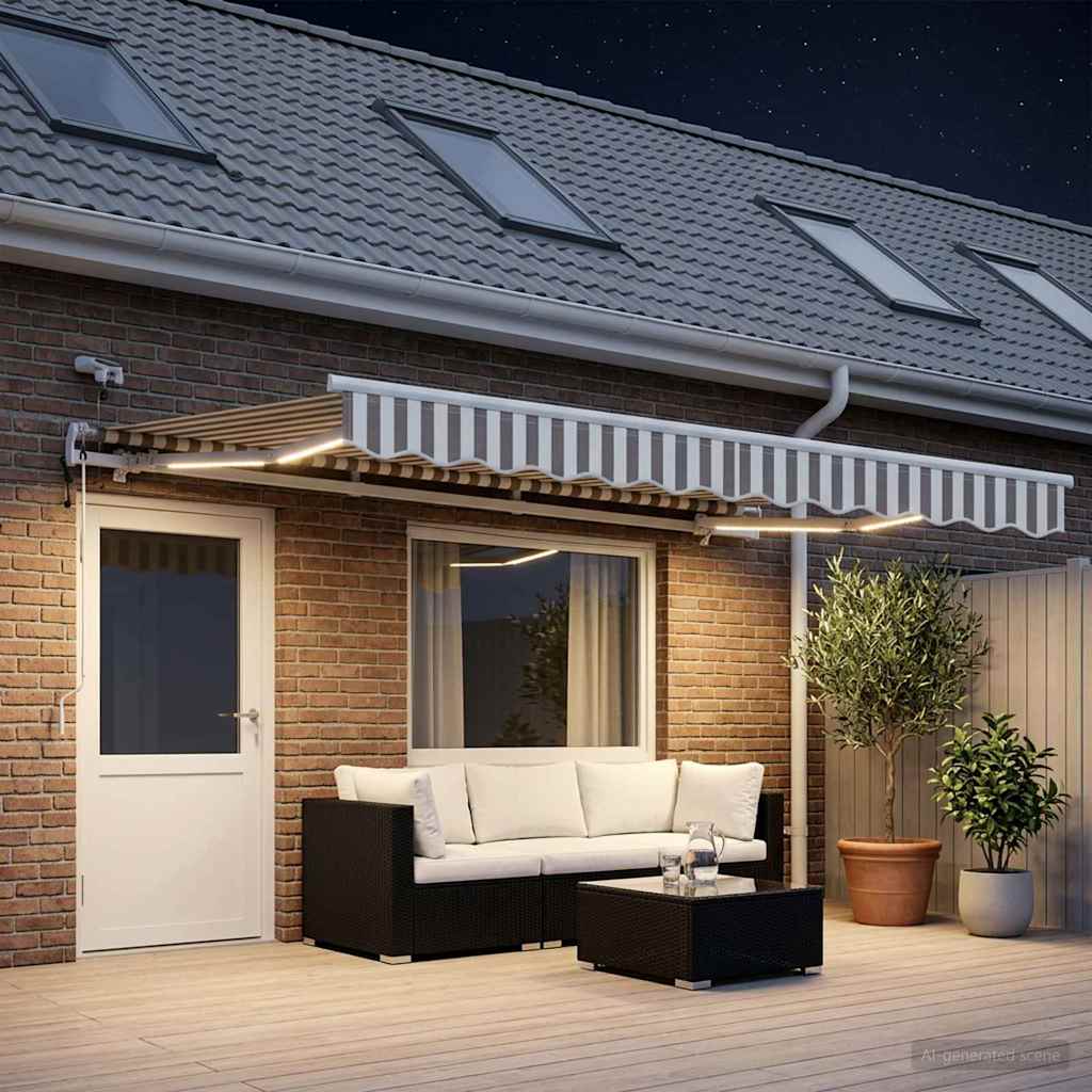 Tenda retrattile Grigio chiaro e bianco 400 × 350 cm Poliestere