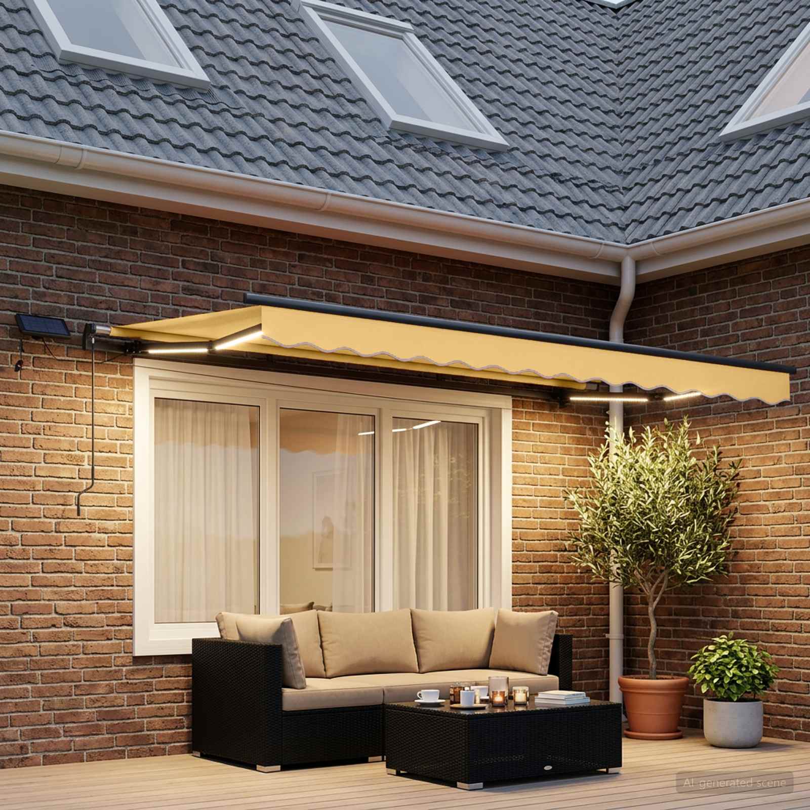 Tenda retrattile Sabbia 400 × 350 cm Tessuto e Alluminio
