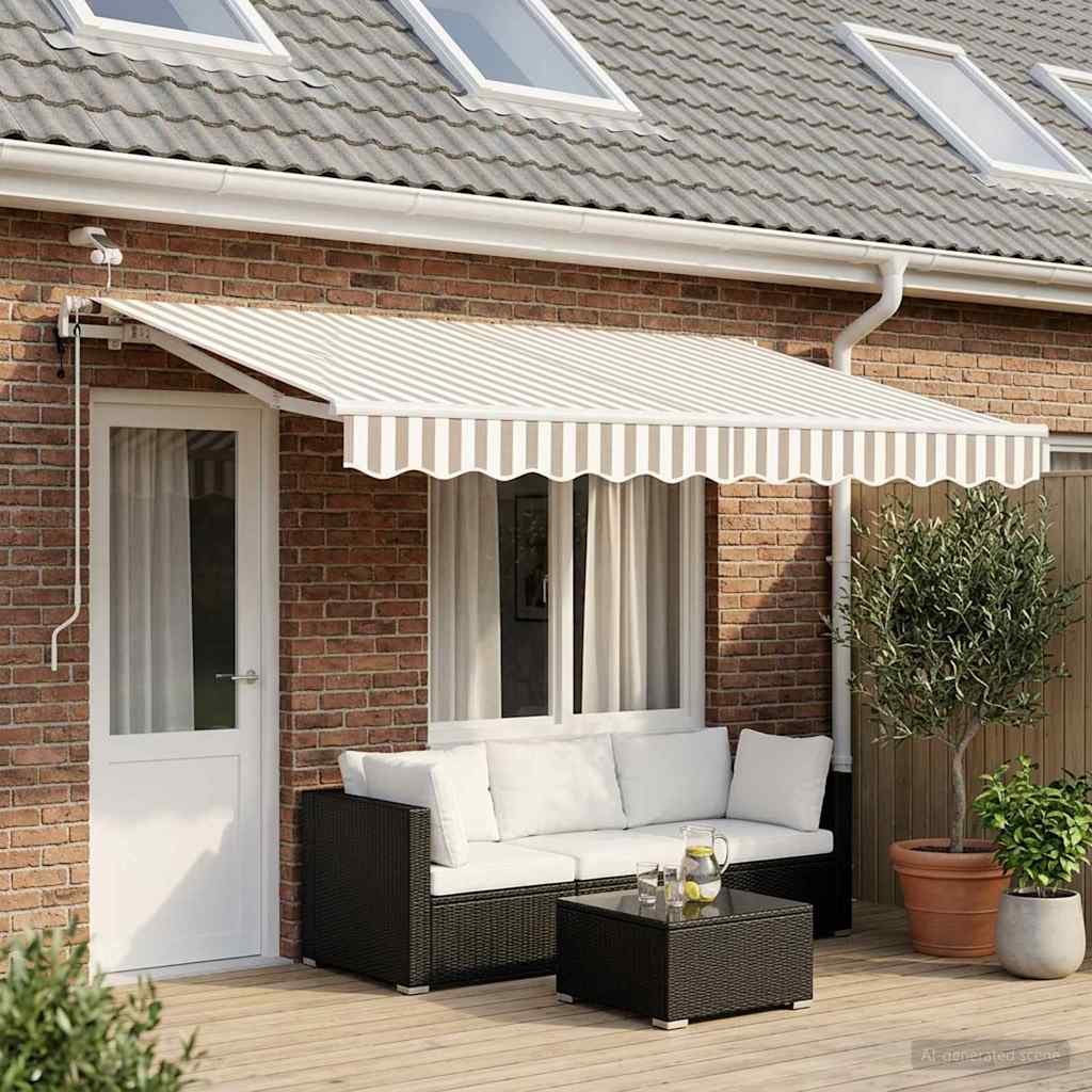 Tenda retrattile Grigio chiaro e bianco 450 × 300 cm Poliestere