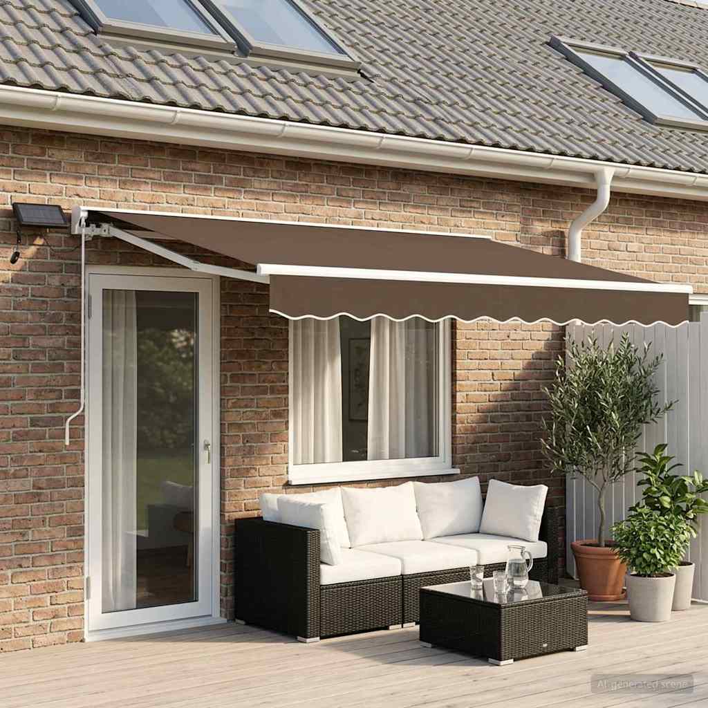 Cornice per Tenda Manuale con LED Tortora 4,5 × 3 m