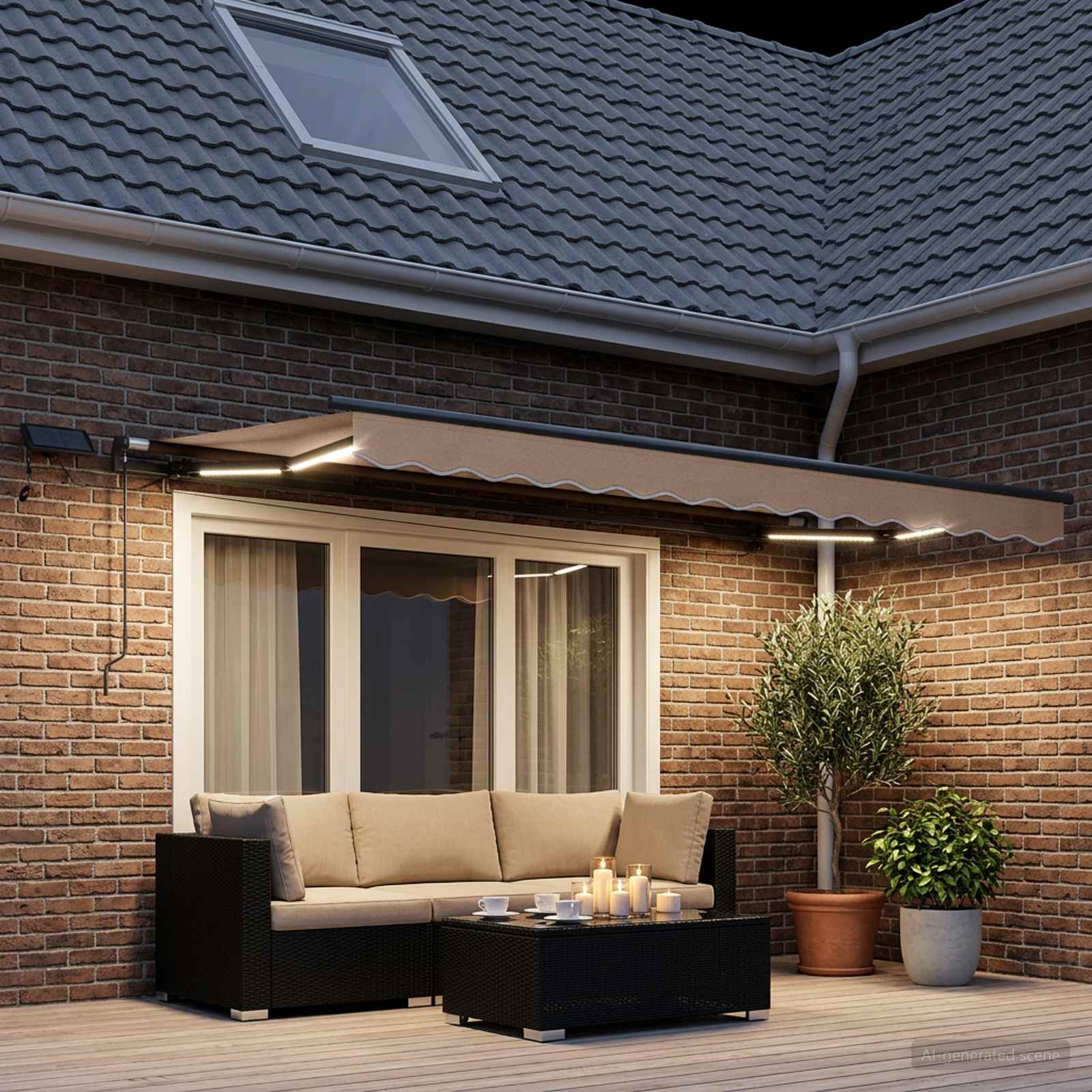 Tenda retrattile Tortora 450 × 350 cm Tessuto e Alluminio
