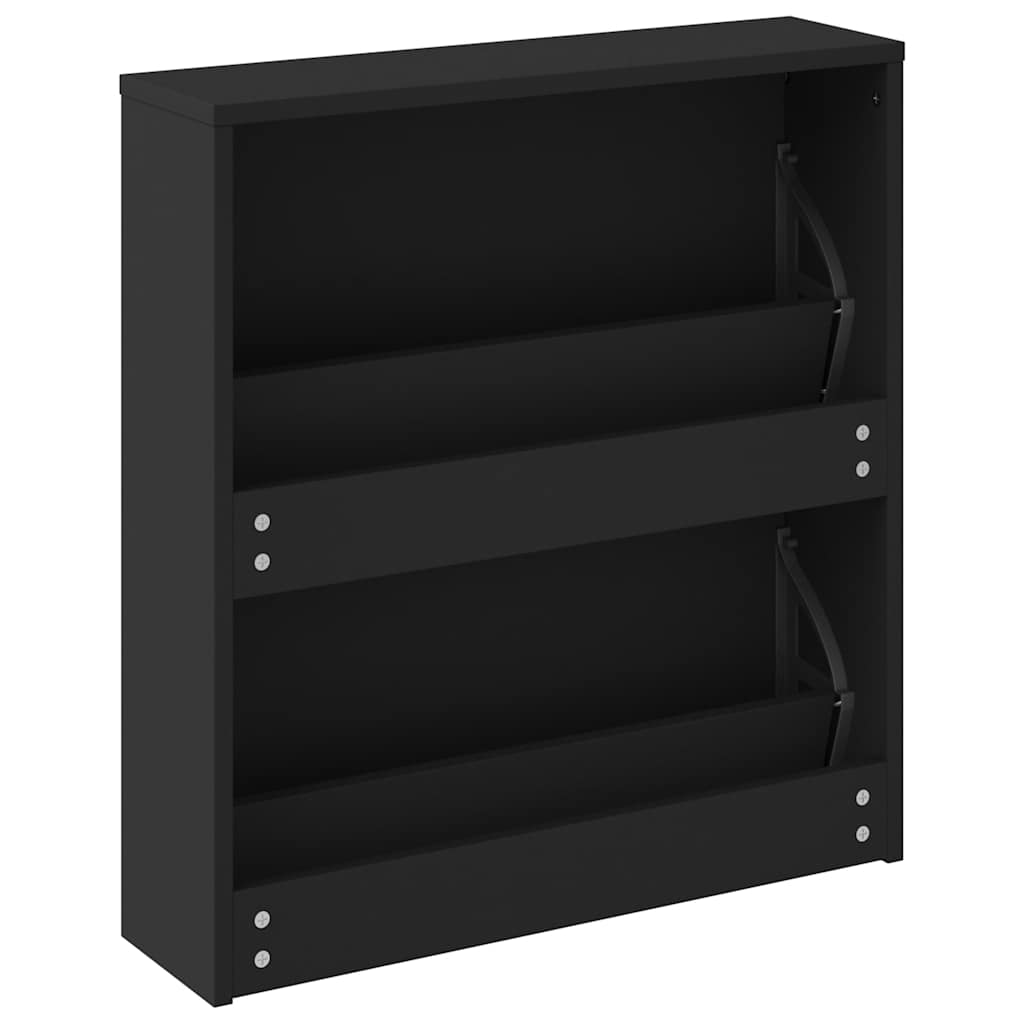 Scarpiera con Specchio a 2 Livelli Nera 63x17x67 cm