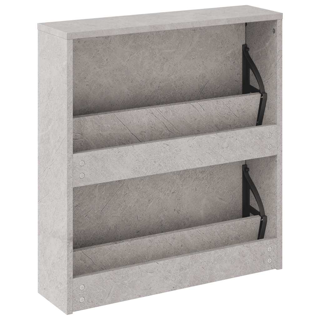 Scarpiera con Specchio a 2 Livelli Grigio cemento 63x17x67 cm