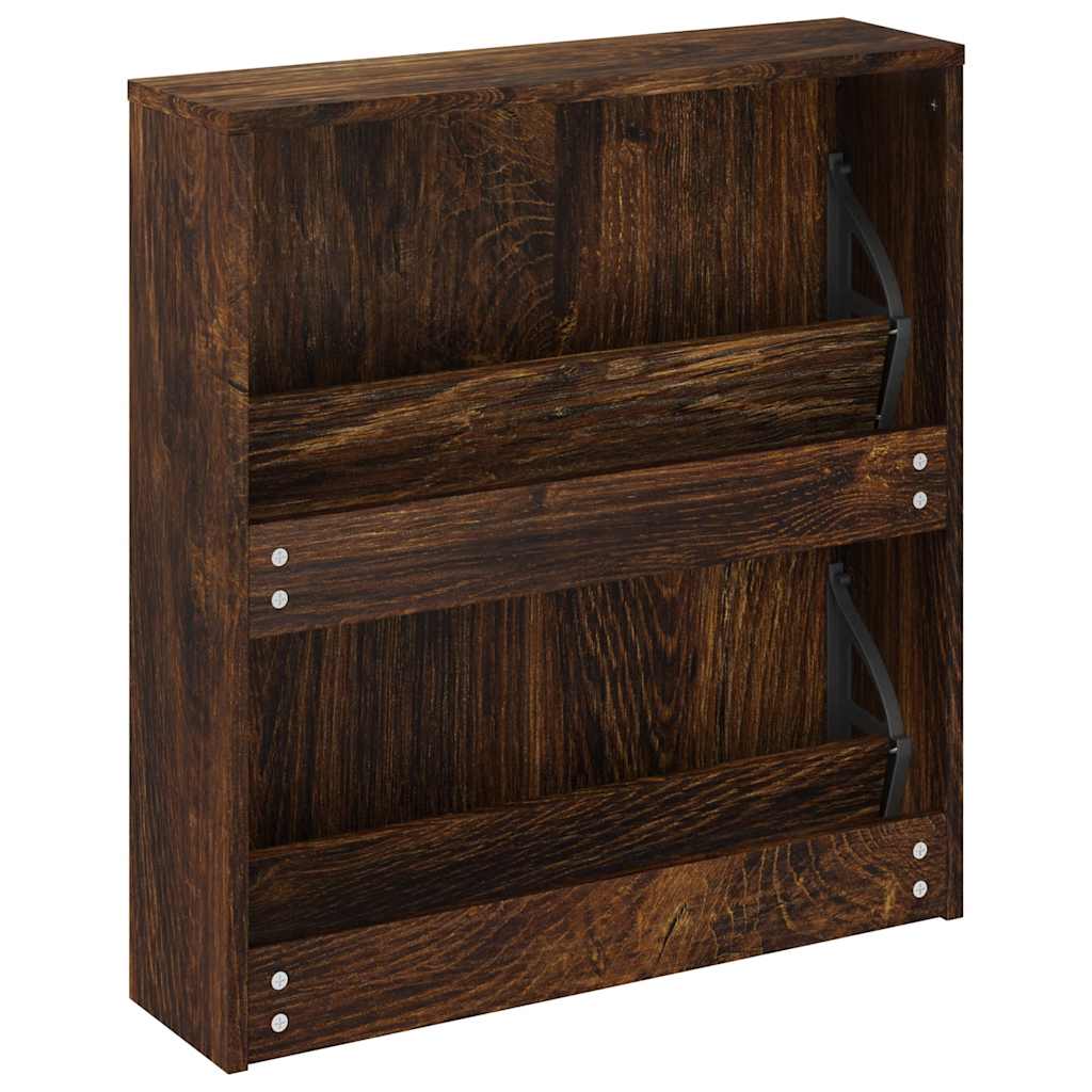 Scarpiera con Specchio a 2 Livelli Rovere fumo 63x17x67 cm