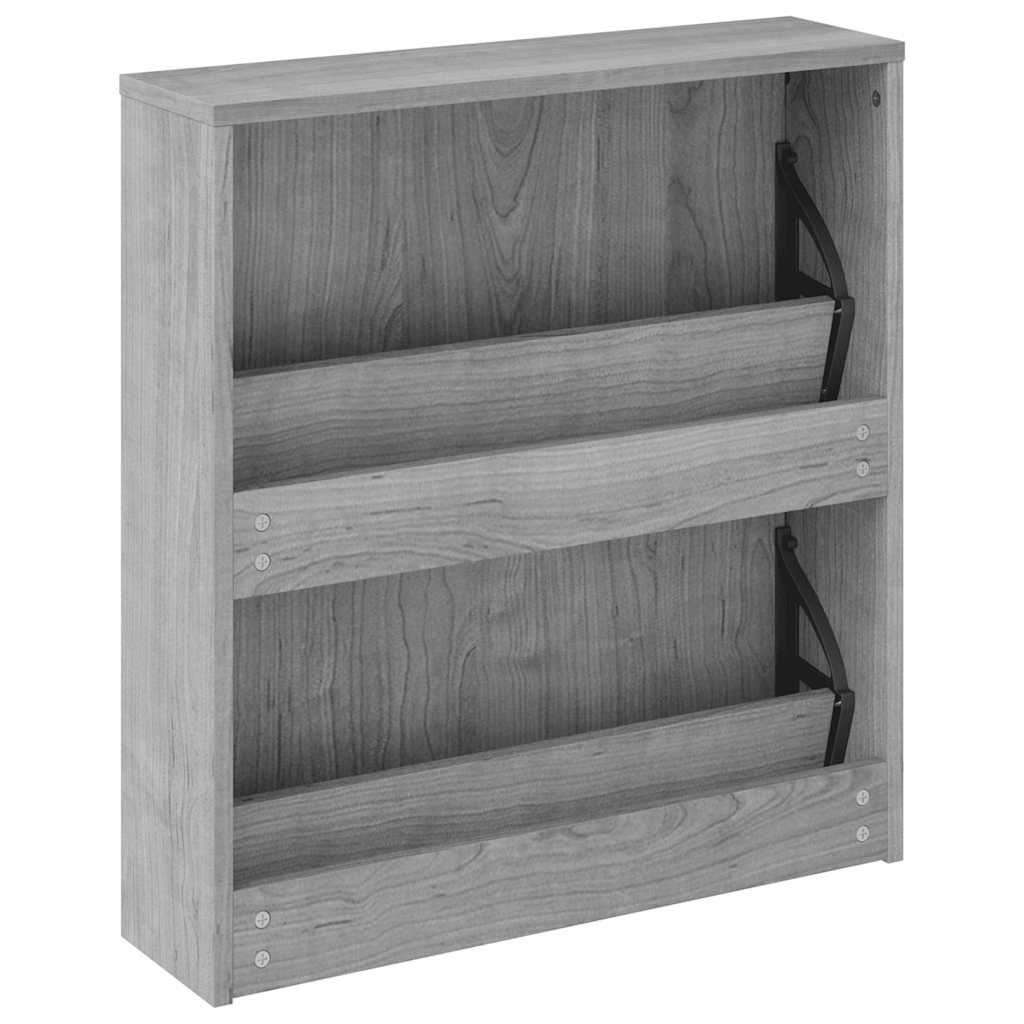 Scarpiera con Specchio a 2 Livelli Grigio sonoma 63x17x67 cm