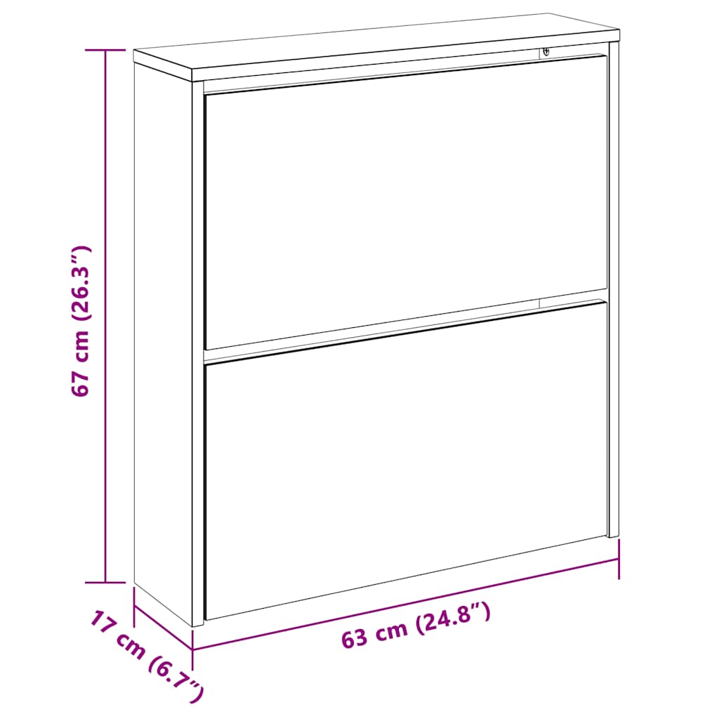 Scarpiera con Specchio a 2 Livelli Grigio sonoma 63x17x67 cm