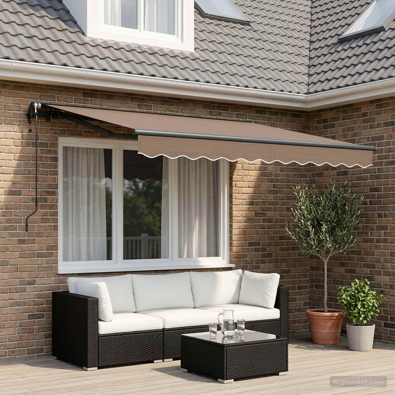 Tenda retrattile Tortora 500 × 300 cm Tessuto e Alluminio