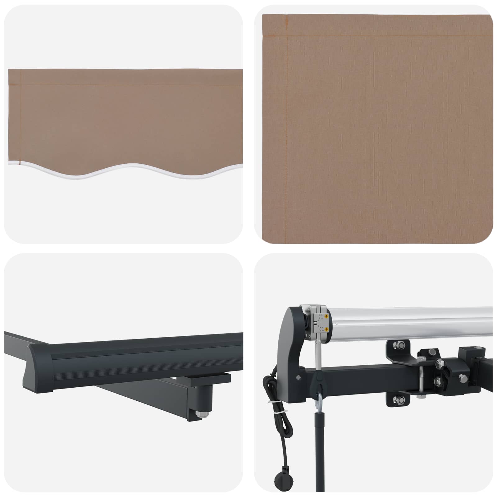 Tenda retrattile Tortora 500 × 300 cm Tessuto e Alluminio
