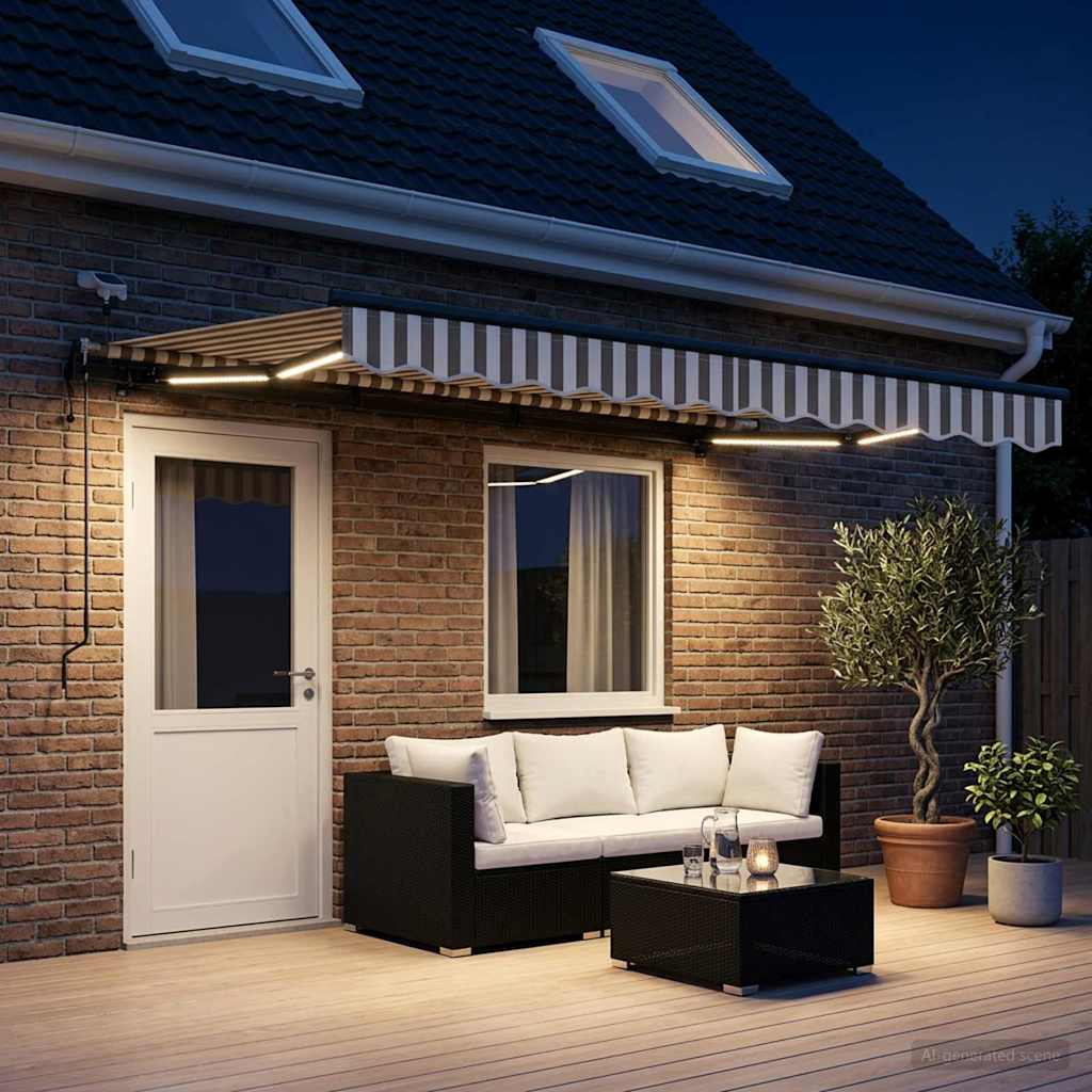 Tenda retrattile Grigio chiaro e bianco 500 × 300 cm Poliestere