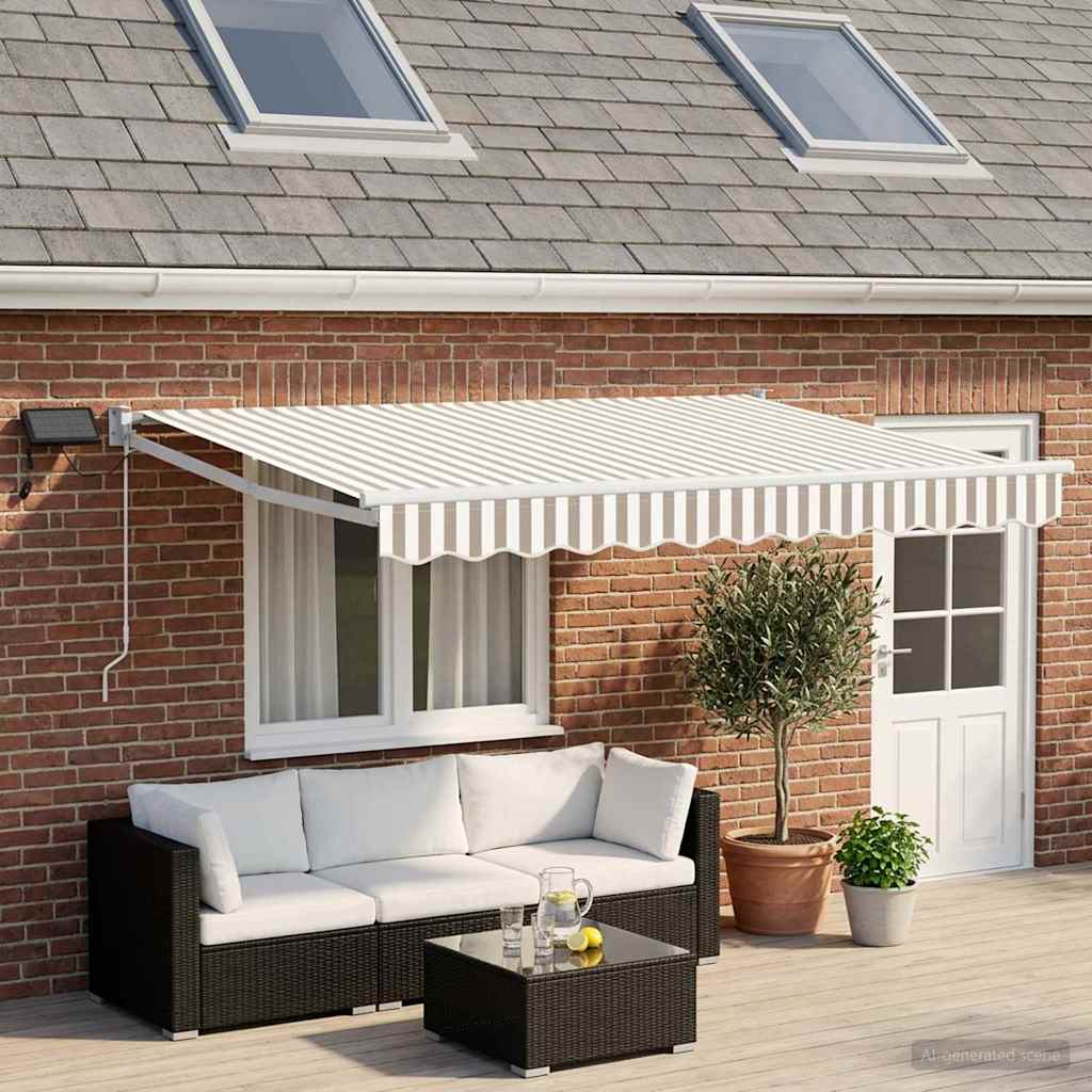 Tenda retrattile manuale con LED Grigio chiaro e bianco