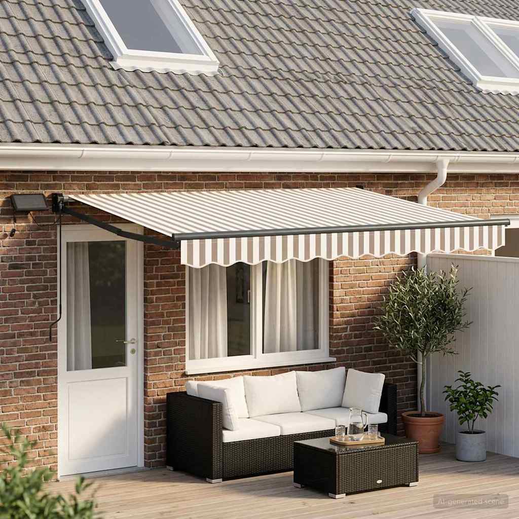Tenda retrattile manuale con LED Grigio chiaro e bianco