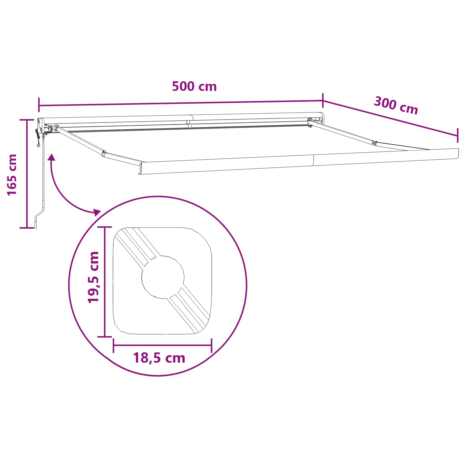 Tenda retrattile Grigio chiaro e bianco 500 × 300 cm