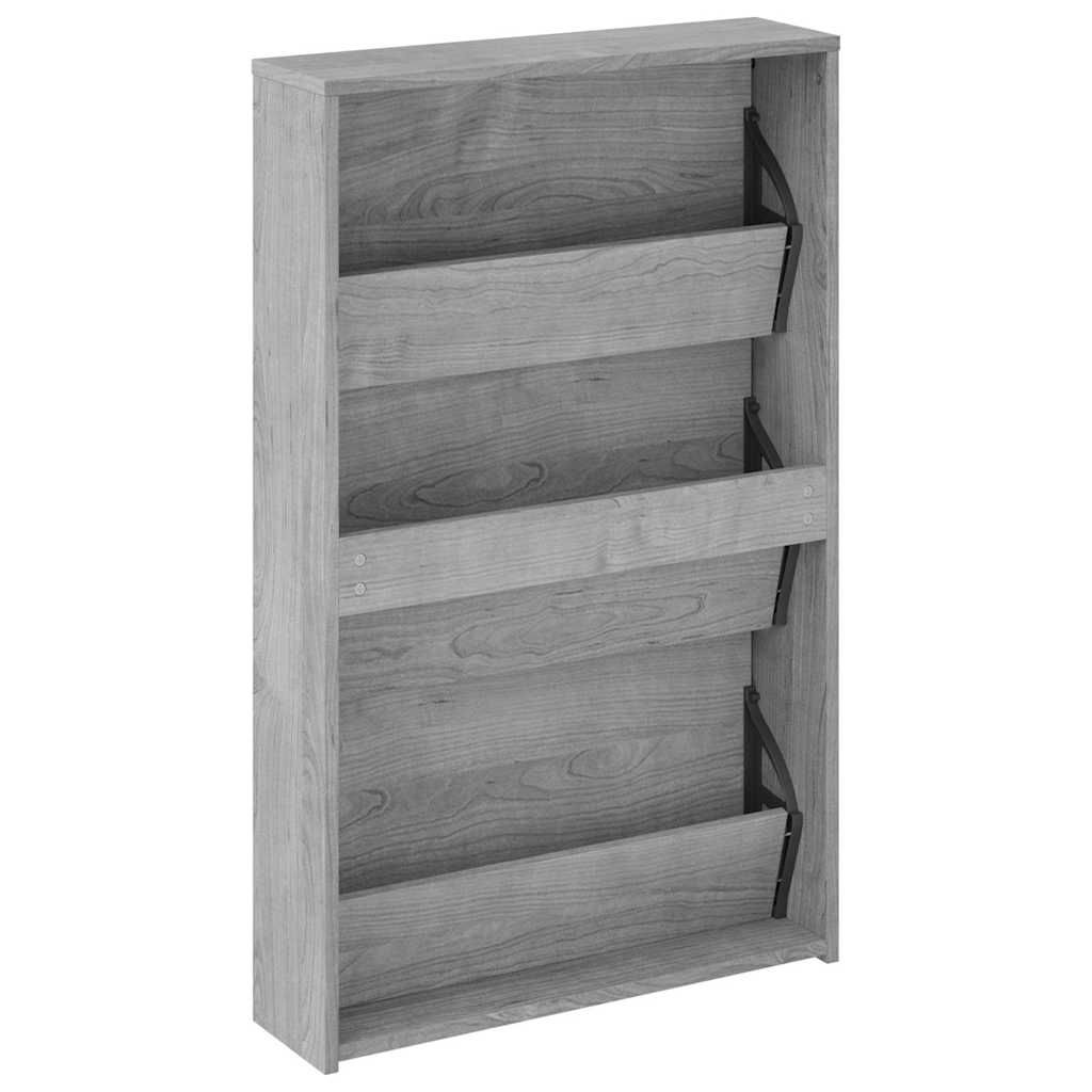 Scarpiera con Specchio a 3 Livelli Grigio sonoma 63x17x102,5 cm