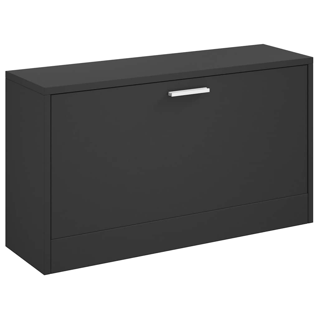 Panca Scarpiera Nera 80x24x45 cm in Legno Massello di Argilla