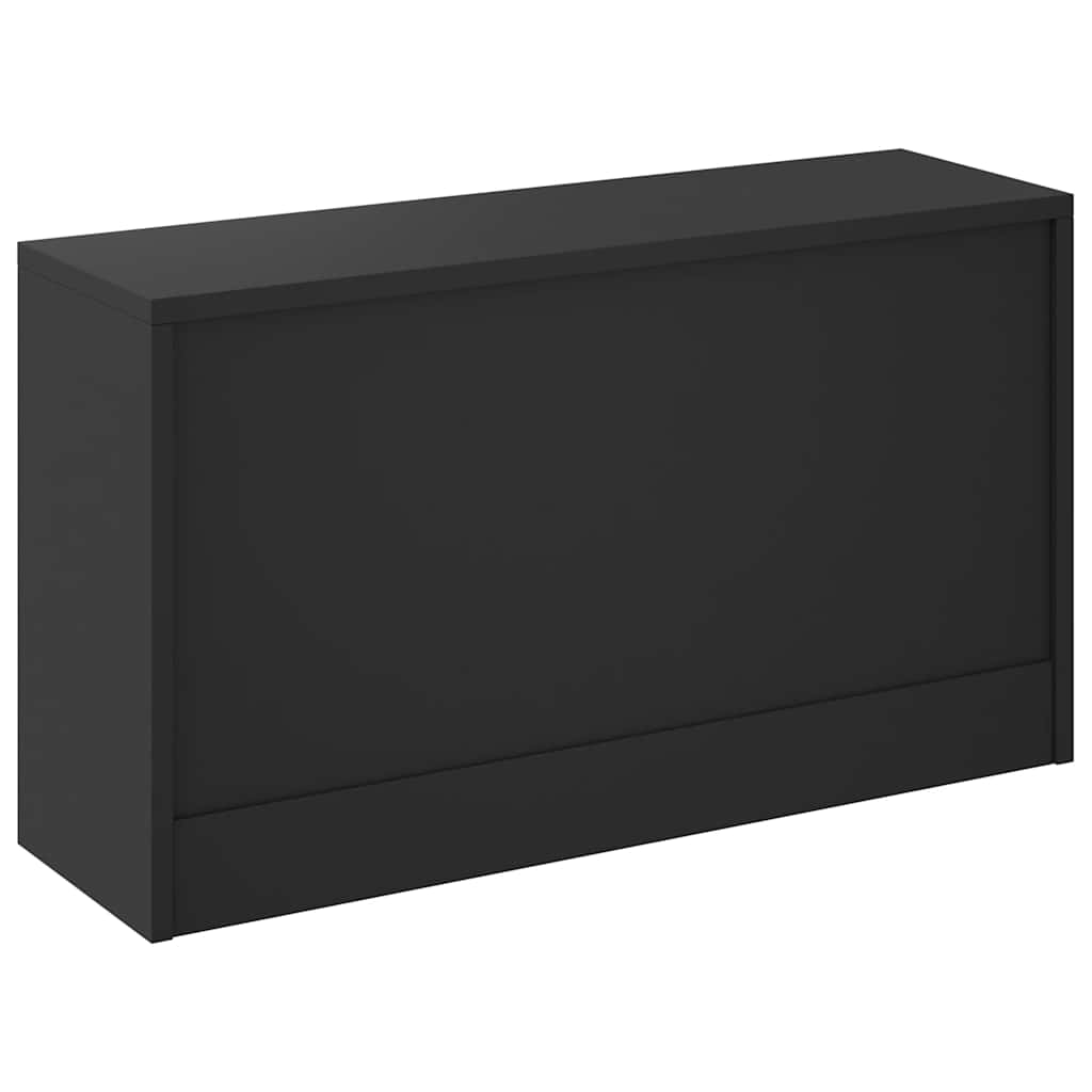 Panca Scarpiera Nera 80x24x45 cm in Legno Massello di Argilla