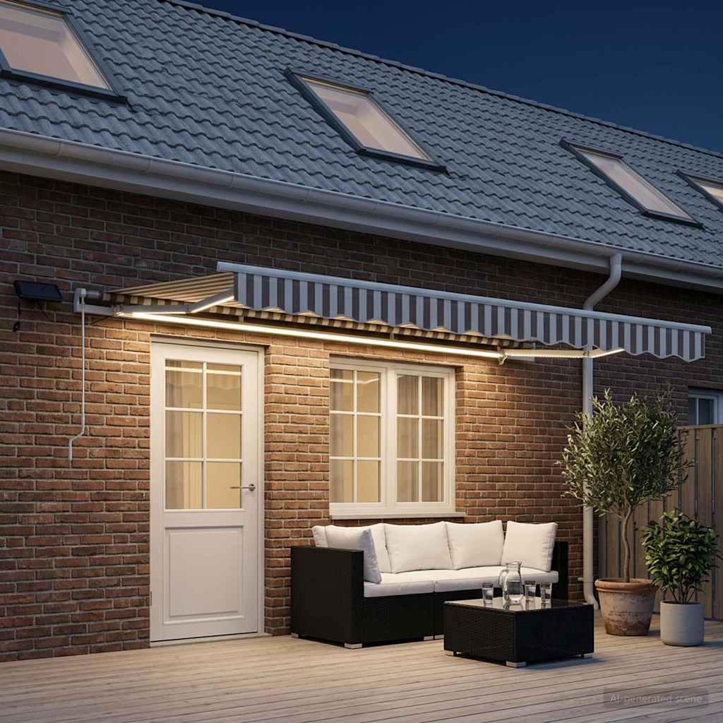 Tenda retrattile Grigio chiaro e bianco 500 × 350 cm