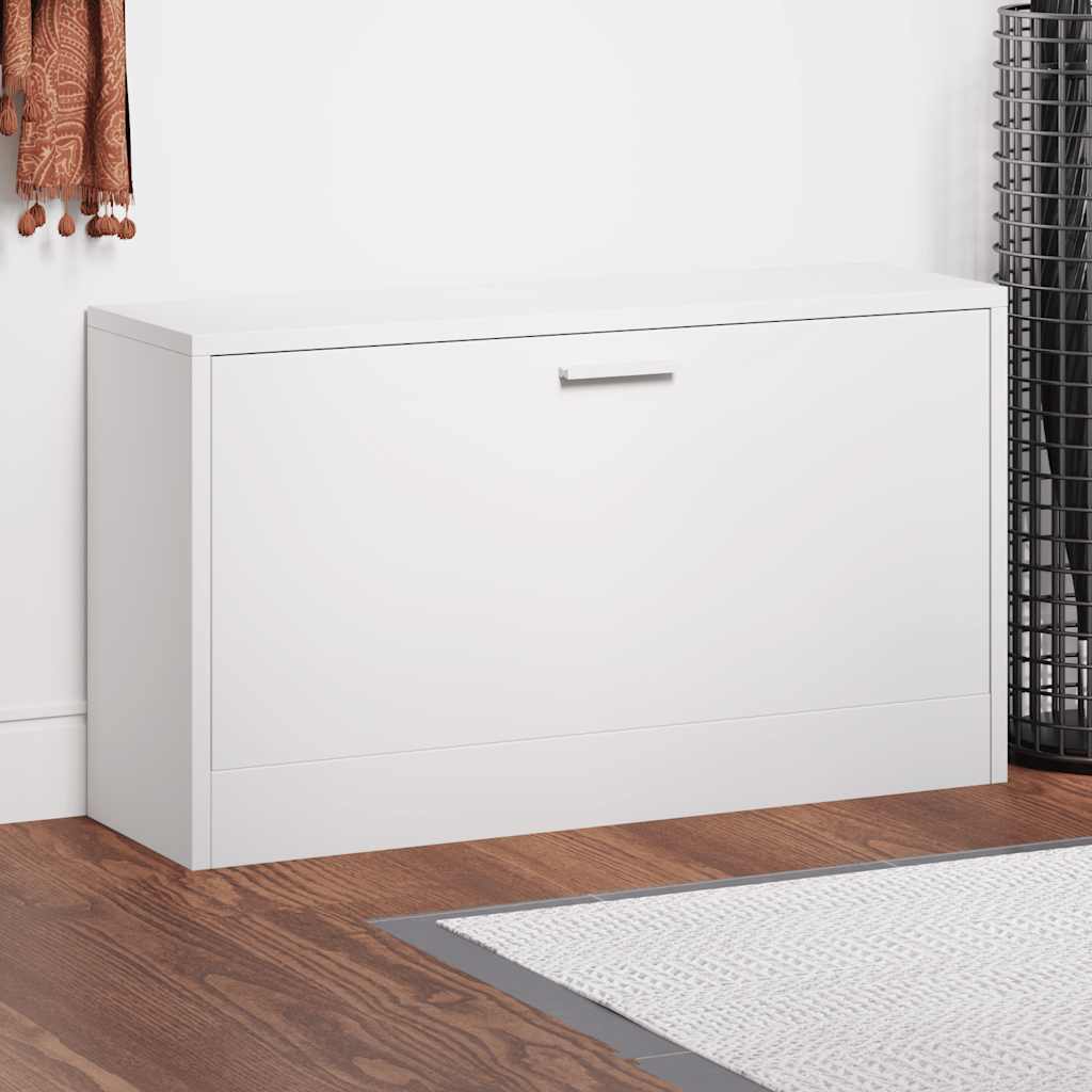 Panca Scarpiera Bianco Lucido 80x24x45 cm in Legno di Argilla