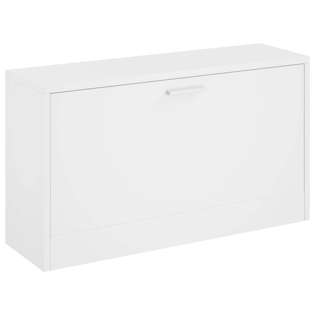 Panca Scarpiera Bianco Lucido 80x24x45 cm in Legno di Argilla