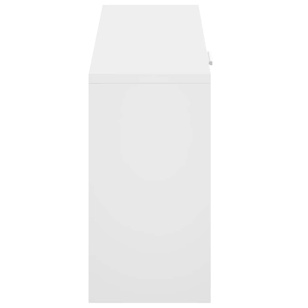 Panca Scarpiera Bianco Lucido 80x24x45 cm in Legno di Argilla