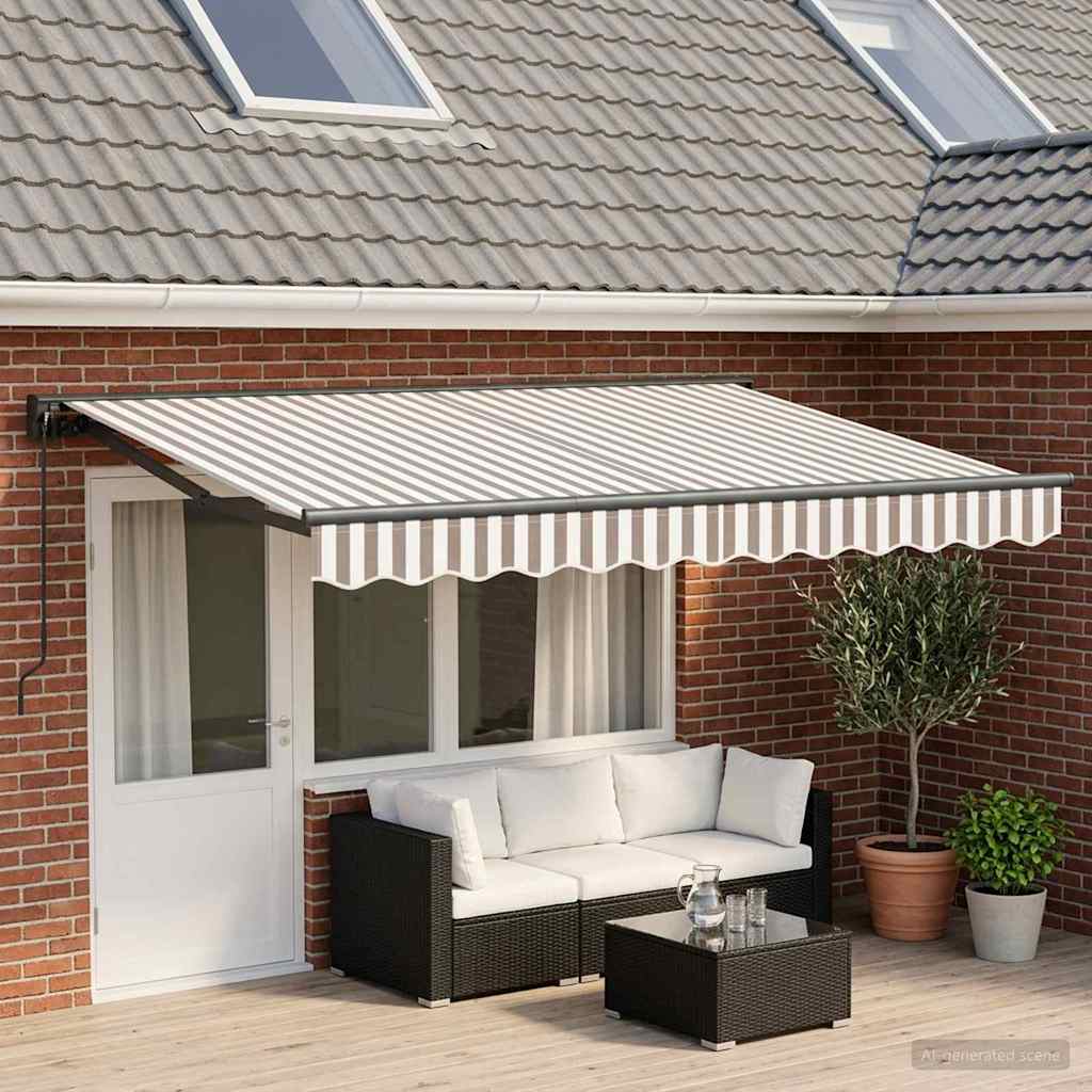 Tenda retrattile manuale Grigio chiaro e bianco 5 × 3,5 m