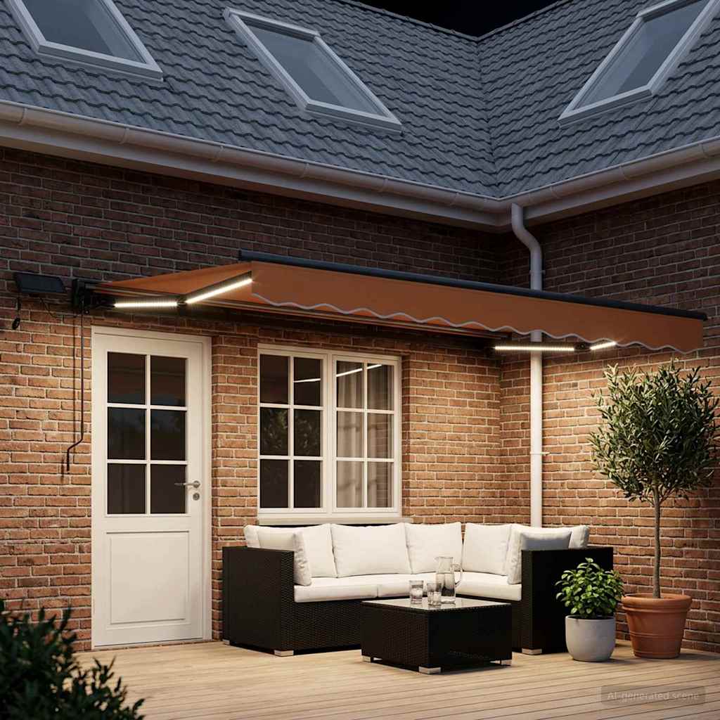 Cornice per Tenda Manuale con LED Sabbia 5 × 3,5 m