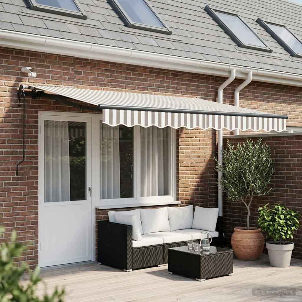 Tenda retrattile Grigio chiaro e bianco 600 × 300 cm Poliestere