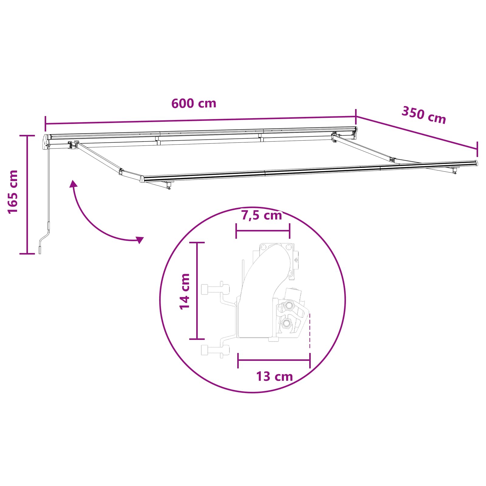 Tenda retrattile Grigio chiaro e bianco 600 × 350 cm