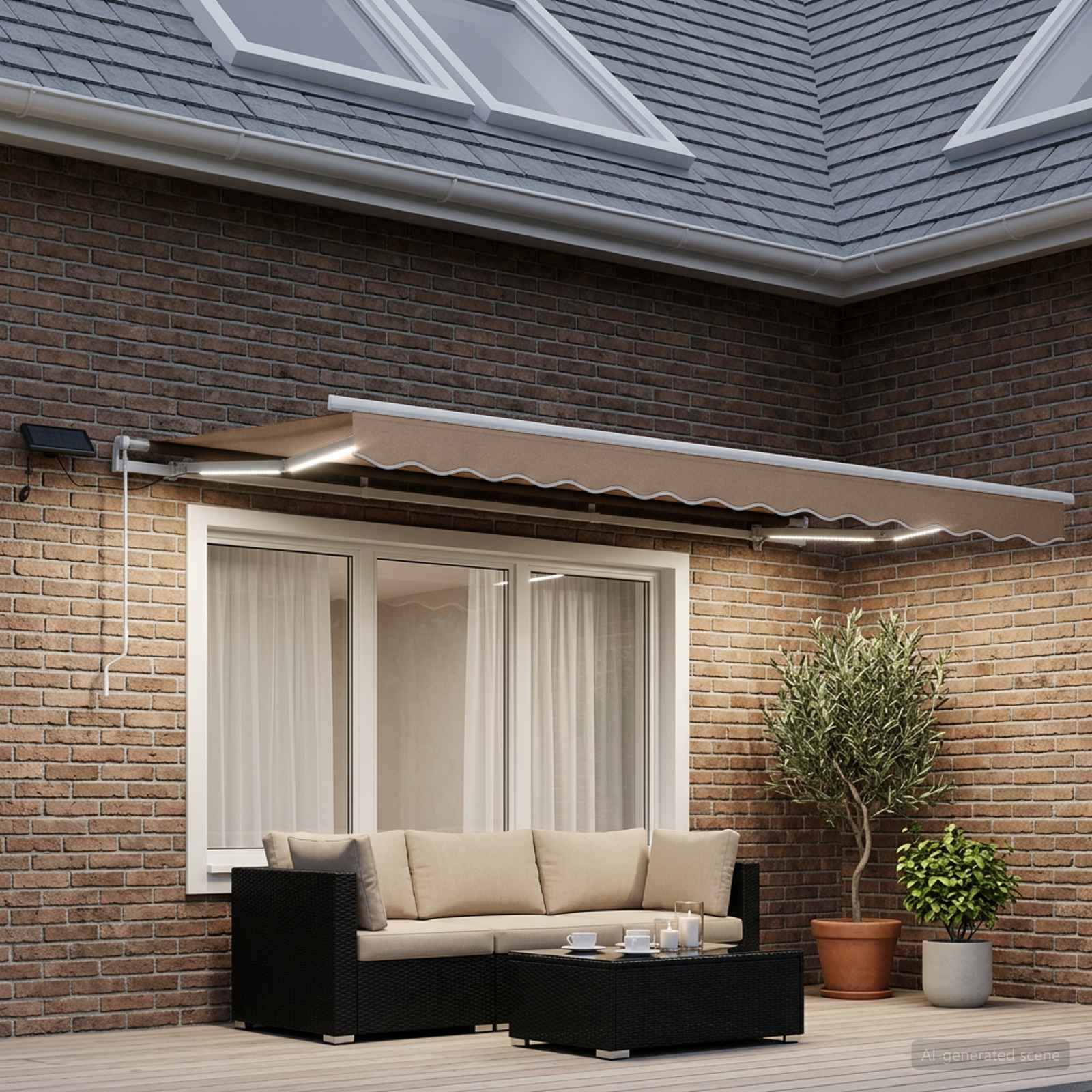 Tenda retrattile Tortora 600 × 350 cm Tessuto e Alluminio