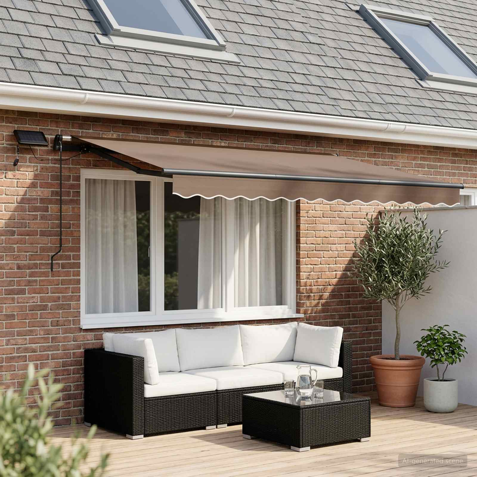 Tenda retrattile Tortora 600 × 350 cm Tessuto e Alluminio