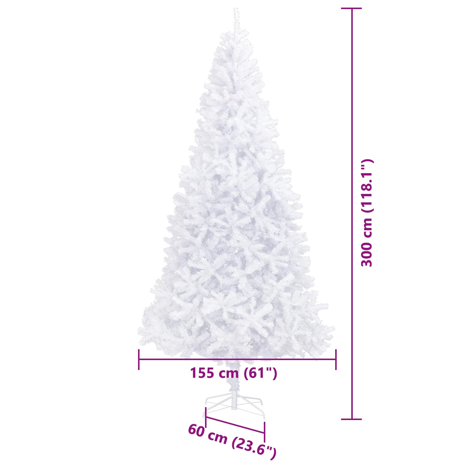 Albero di Natale artificiale Bianco 300 cm PVC e Acciaio