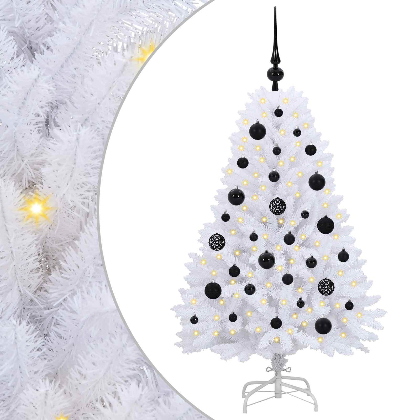 Albero di Natale Artificiale con Rami Pieghevoli Bianco 120 cm