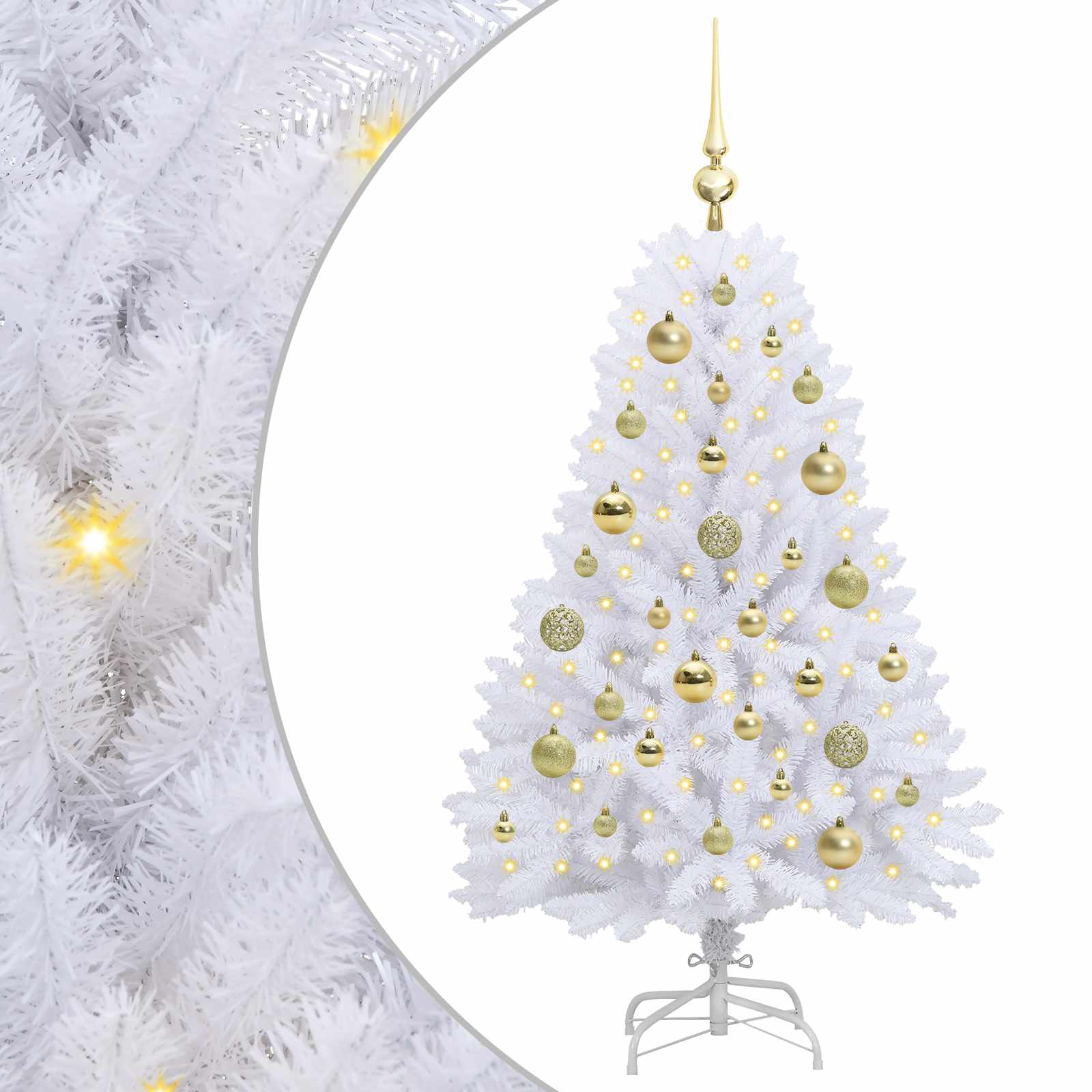 Albero di Natale Artificiale con Rami Pieghevoli Bianco 120 cm