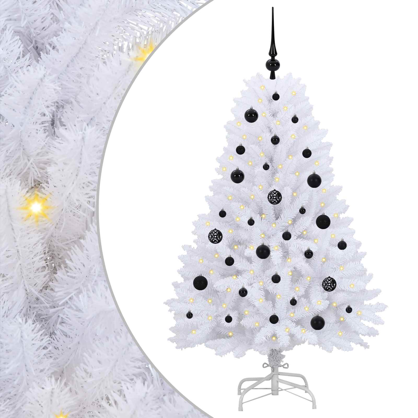 Albero di Natale Artificiale con Rami Pieghevoli Bianco 150 cm