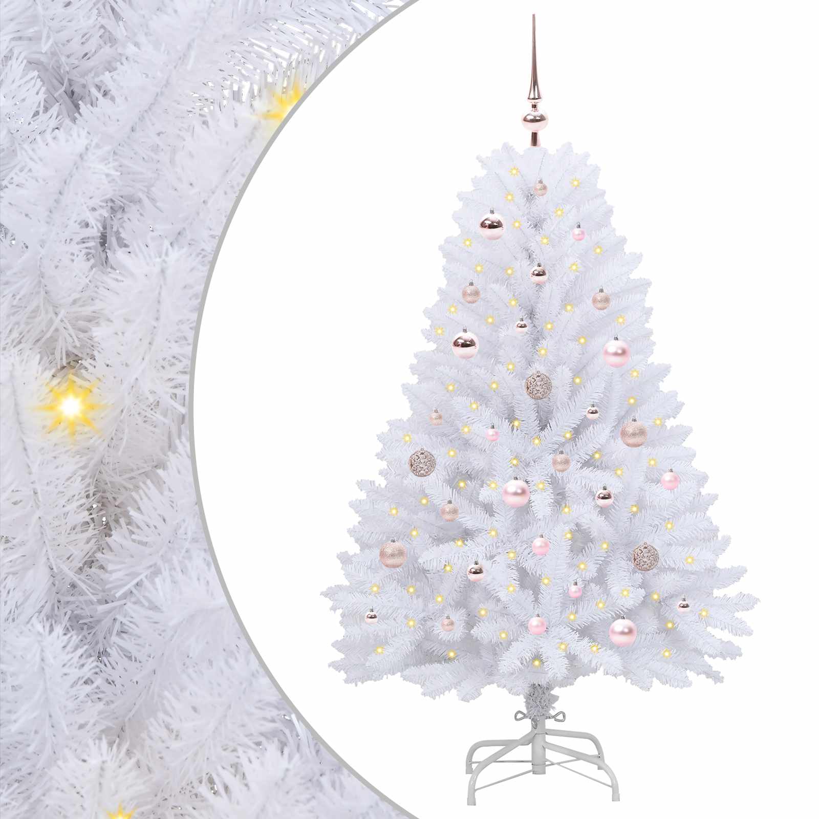 Albero di Natale Artificiale con Rami Pieghevoli Bianco 150 cm