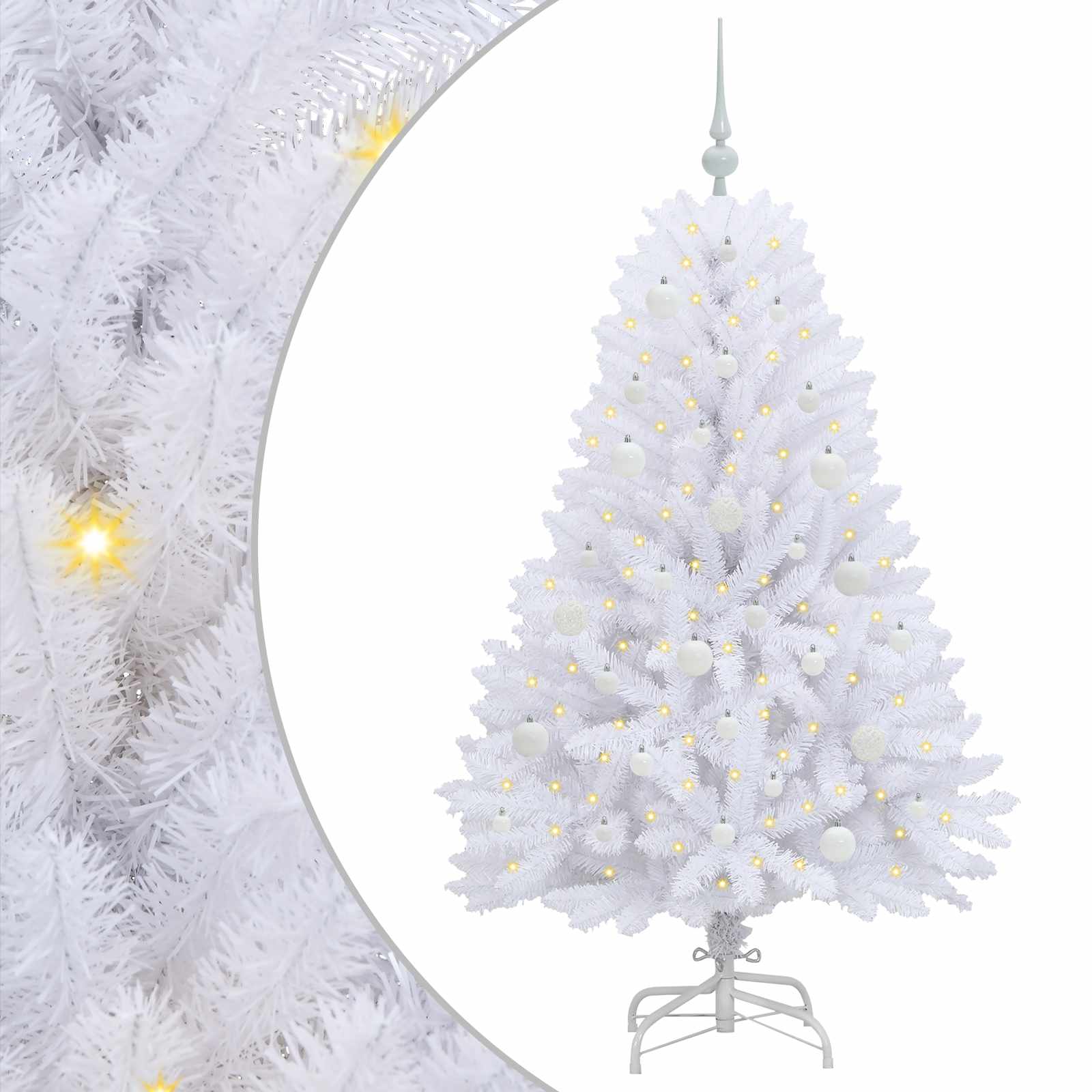 Albero di Natale Artificiale con Rami Pieghevoli Bianco 150 cm