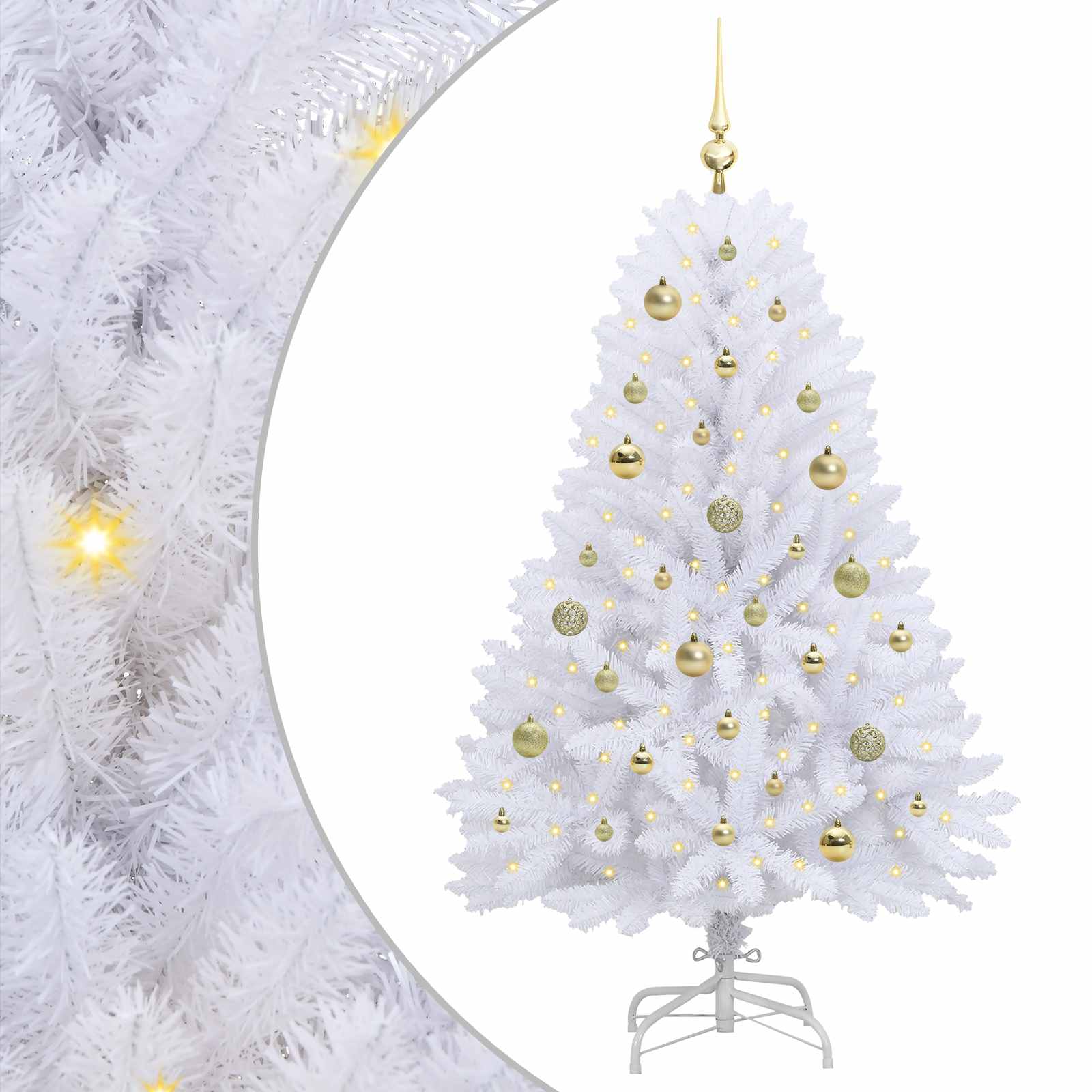 Albero di Natale Artificiale con Rami Pieghevoli Bianco 150 cm