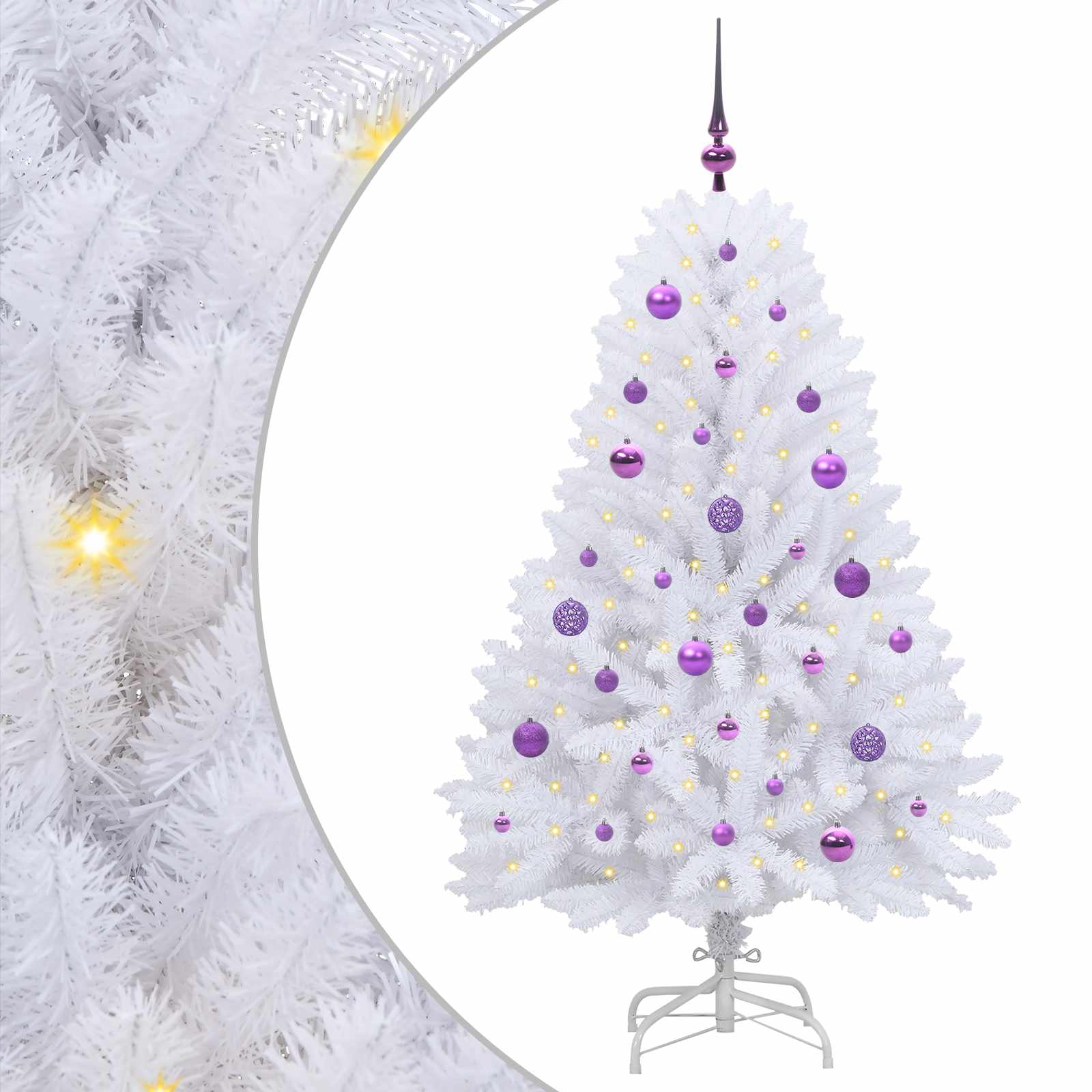 Albero di Natale Artificiale con Rami Pieghevoli Bianco 150 cm