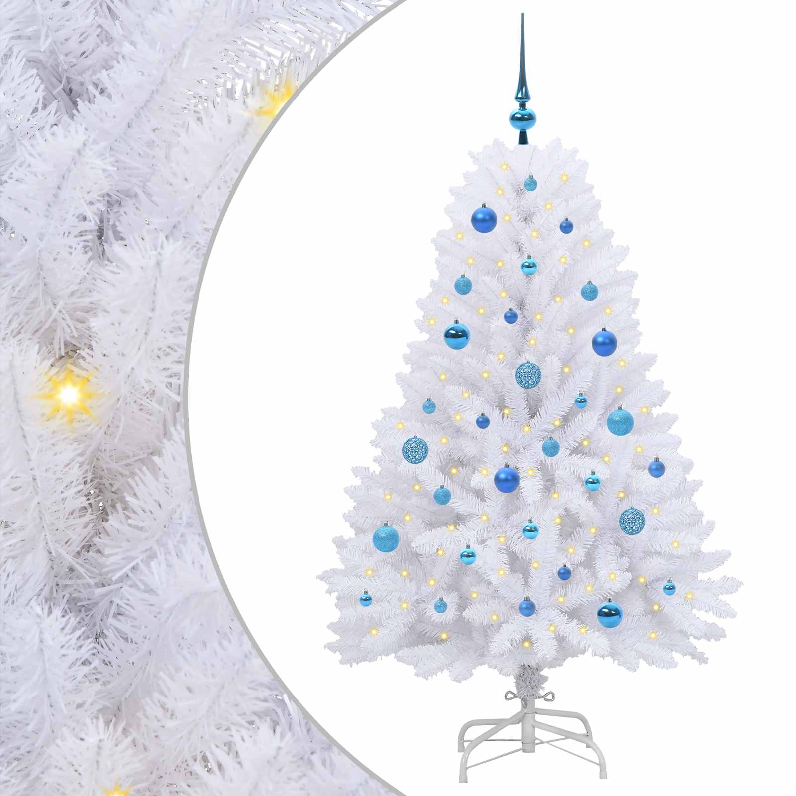Albero di Natale Artificiale con Rami Pieghevoli Bianco 150 cm
