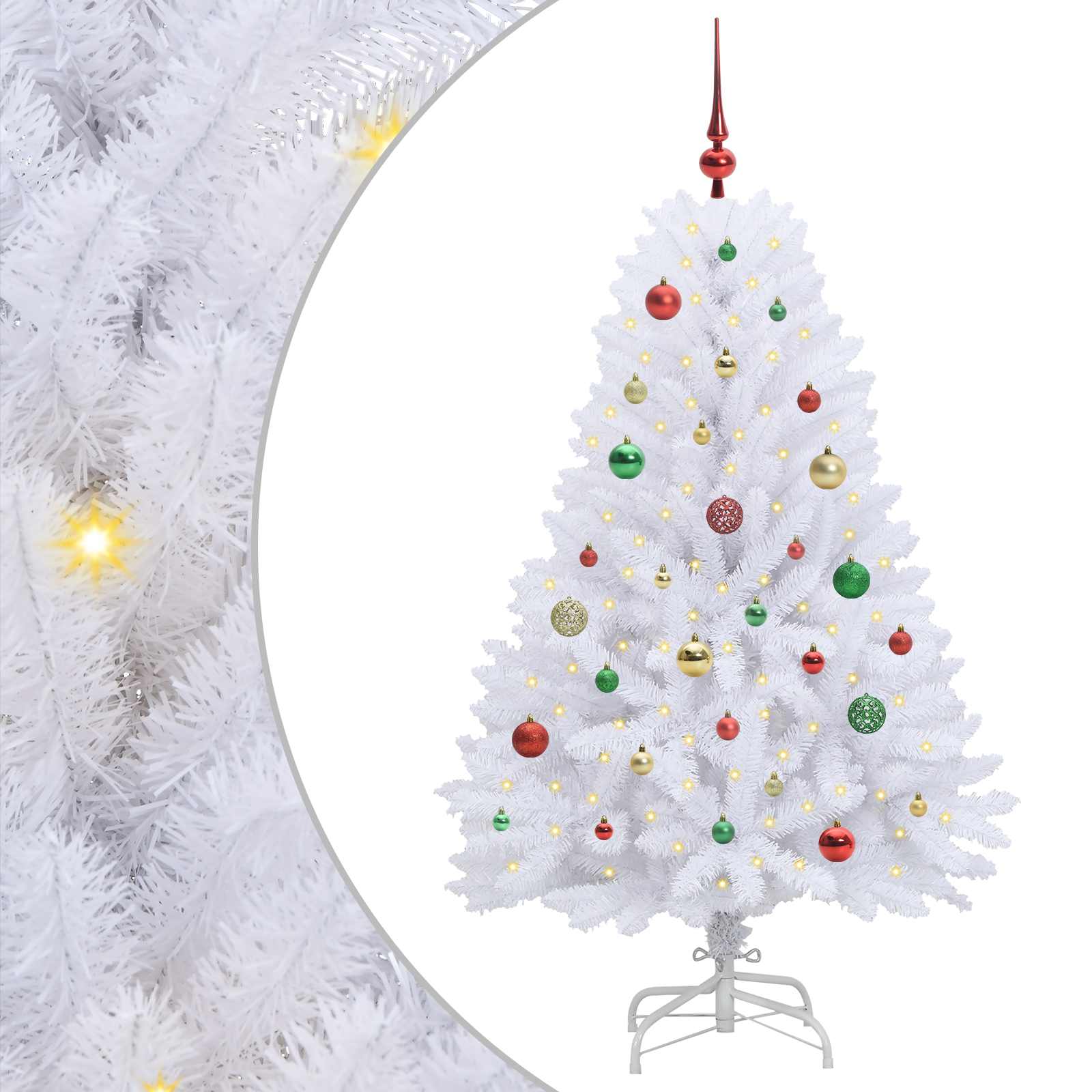 Albero di Natale Artificiale con Rami Pieghevoli Bianco 150 cm