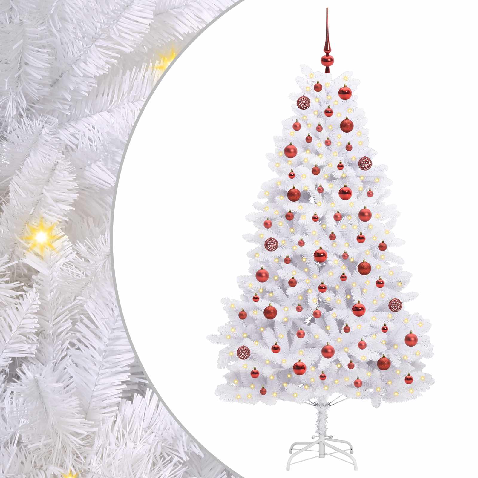 Albero di Natale Artificiale con Rami Pieghevoli Bianco 180 cm