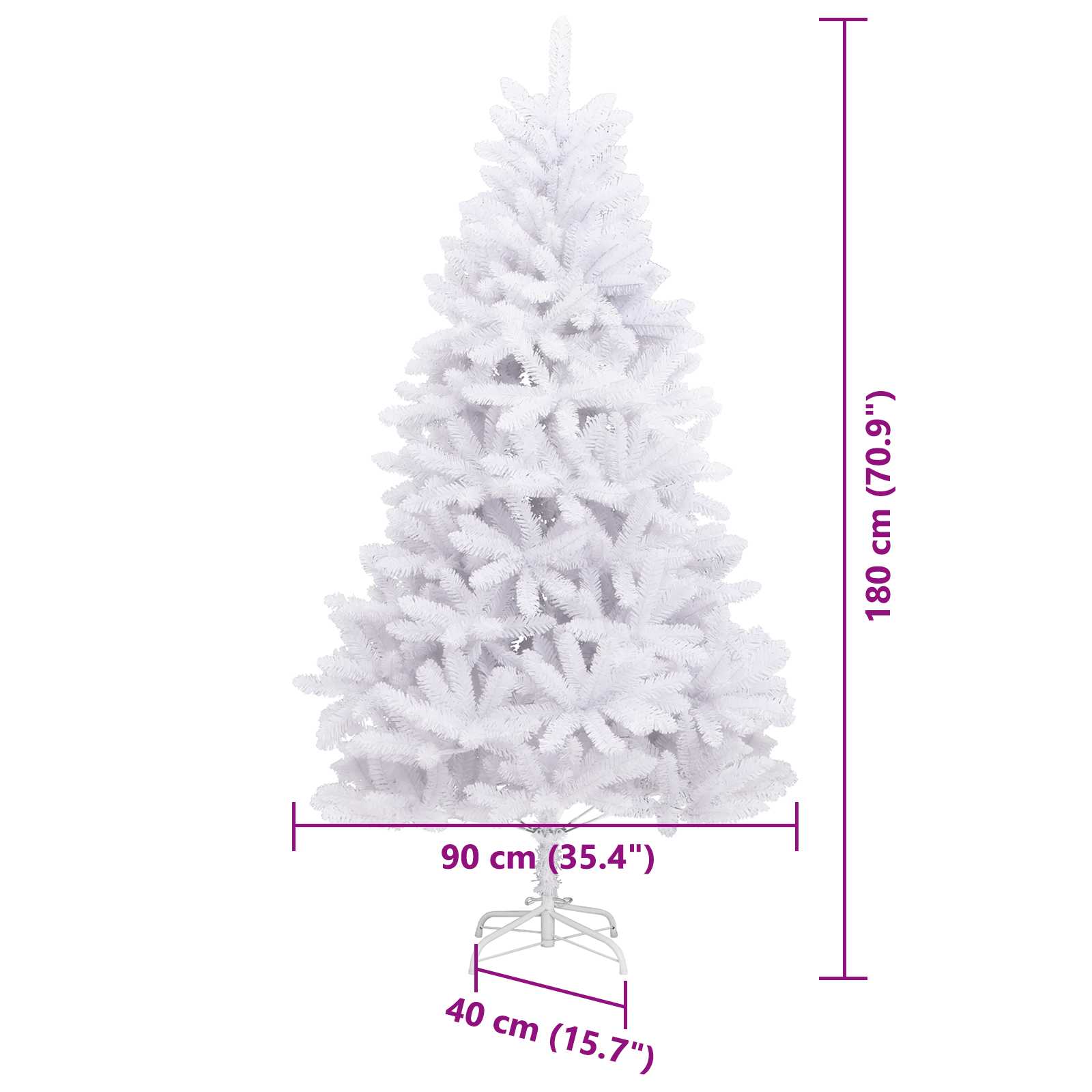 Albero di Natale Artificiale con Rami Pieghevoli Bianco 180 cm
