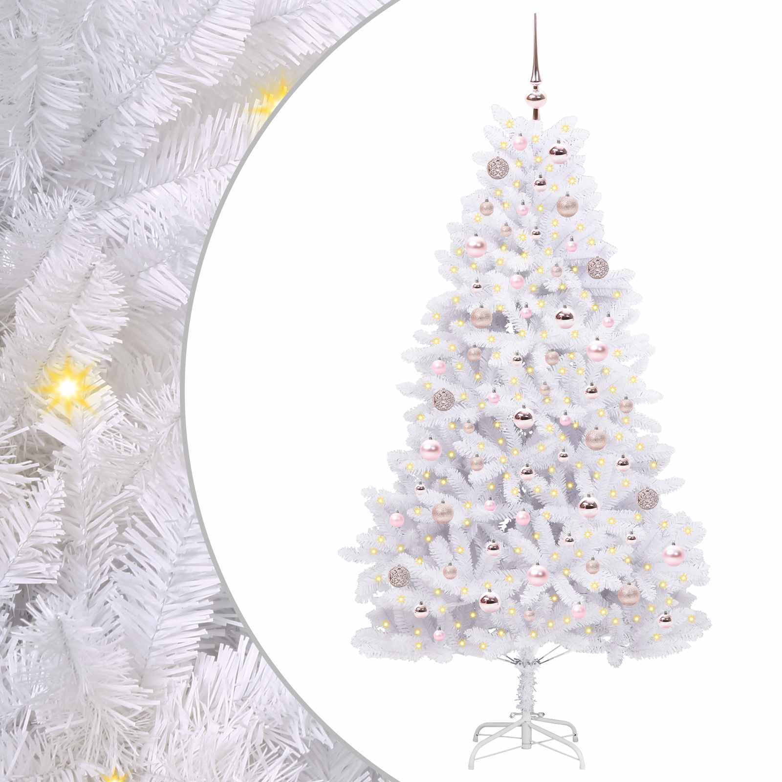 Albero di Natale Artificiale con Rami Pieghevoli Bianco 180 cm