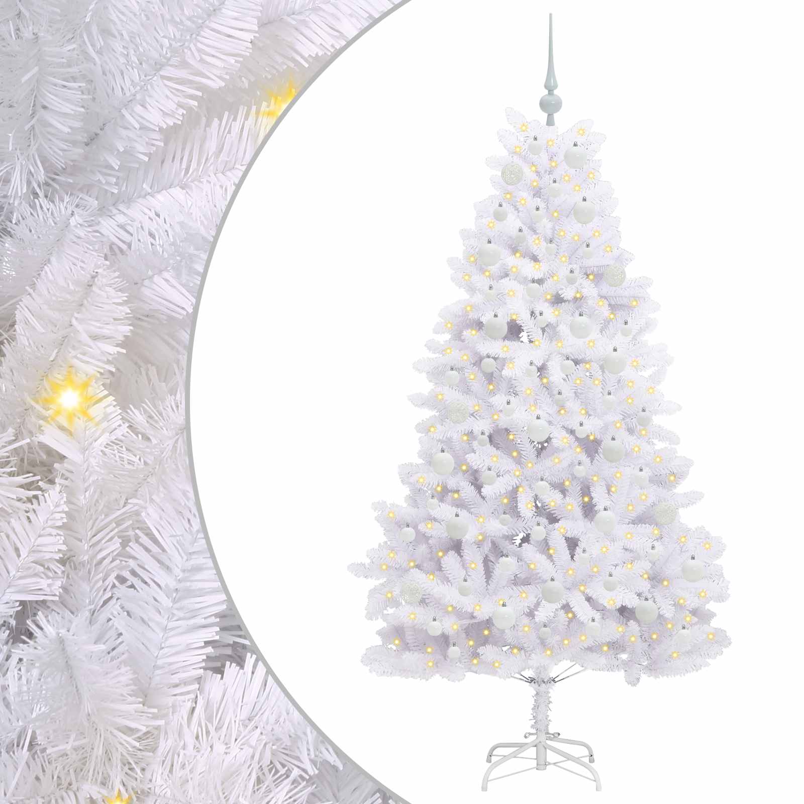 Albero di Natale Artificiale con Rami Pieghevoli Bianco 180 cm