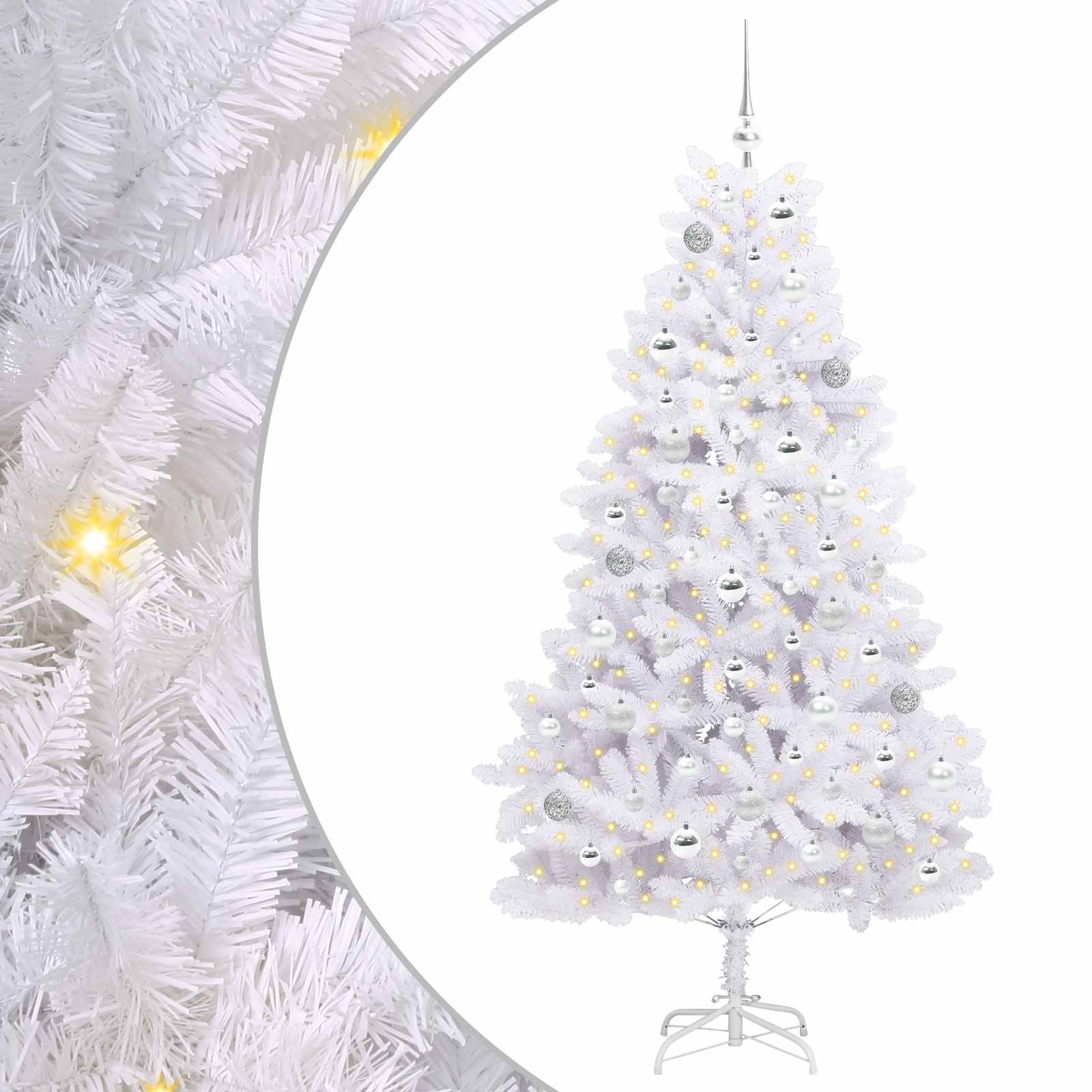 Albero di Natale Artificiale con Rami Pieghevoli Bianco 180 cm
