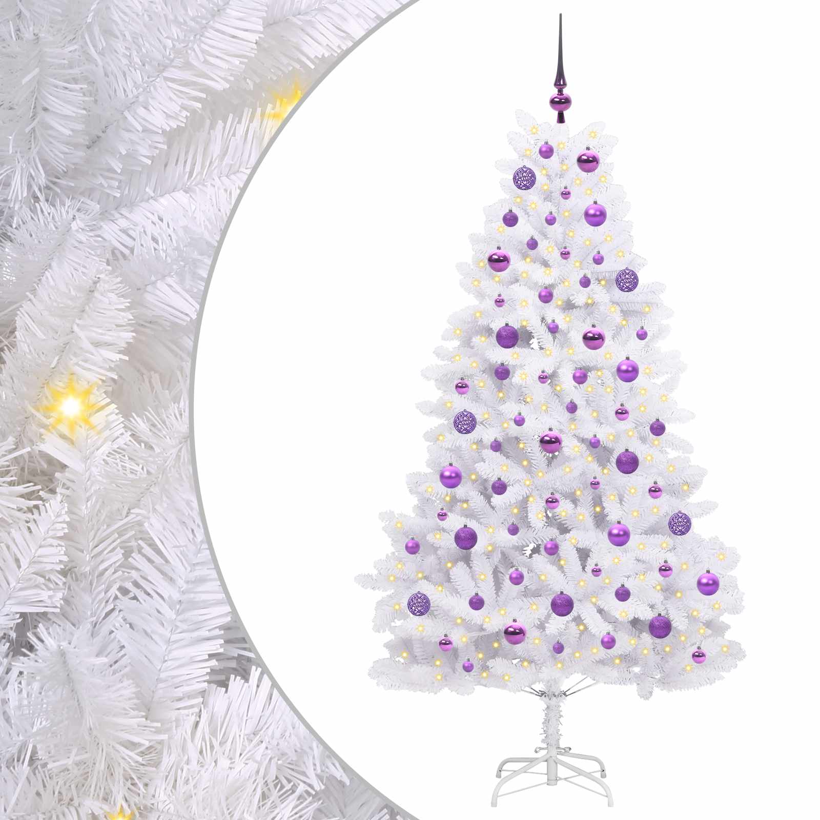 Albero di Natale Artificiale con Rami Pieghevoli Bianco 180 cm