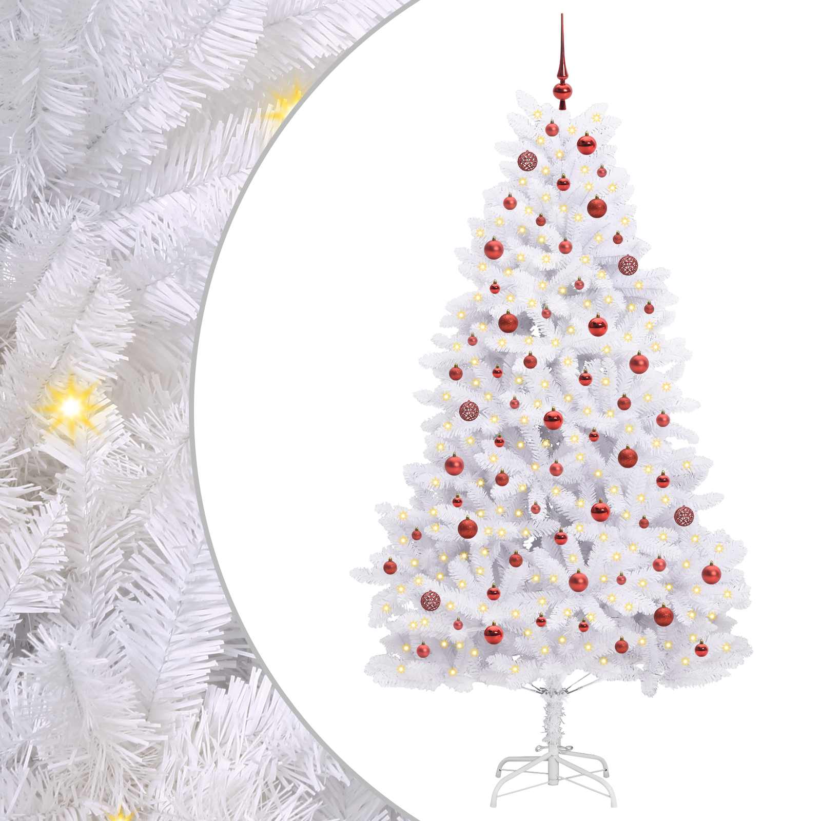 Albero di Natale Artificiale con Rami Pieghevoli Bianco 210 cm